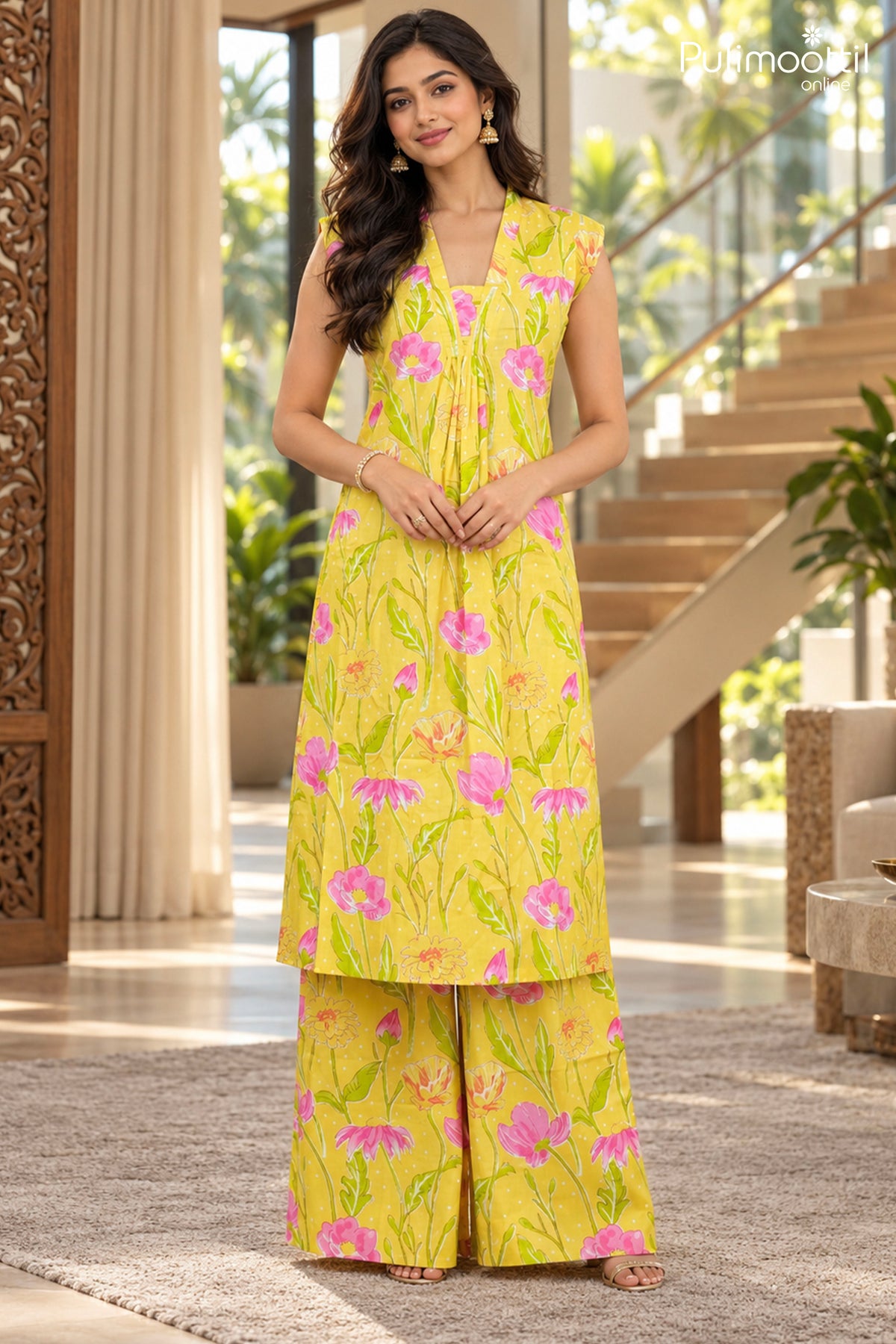 Lemon Green Cotton Co-ord Set.