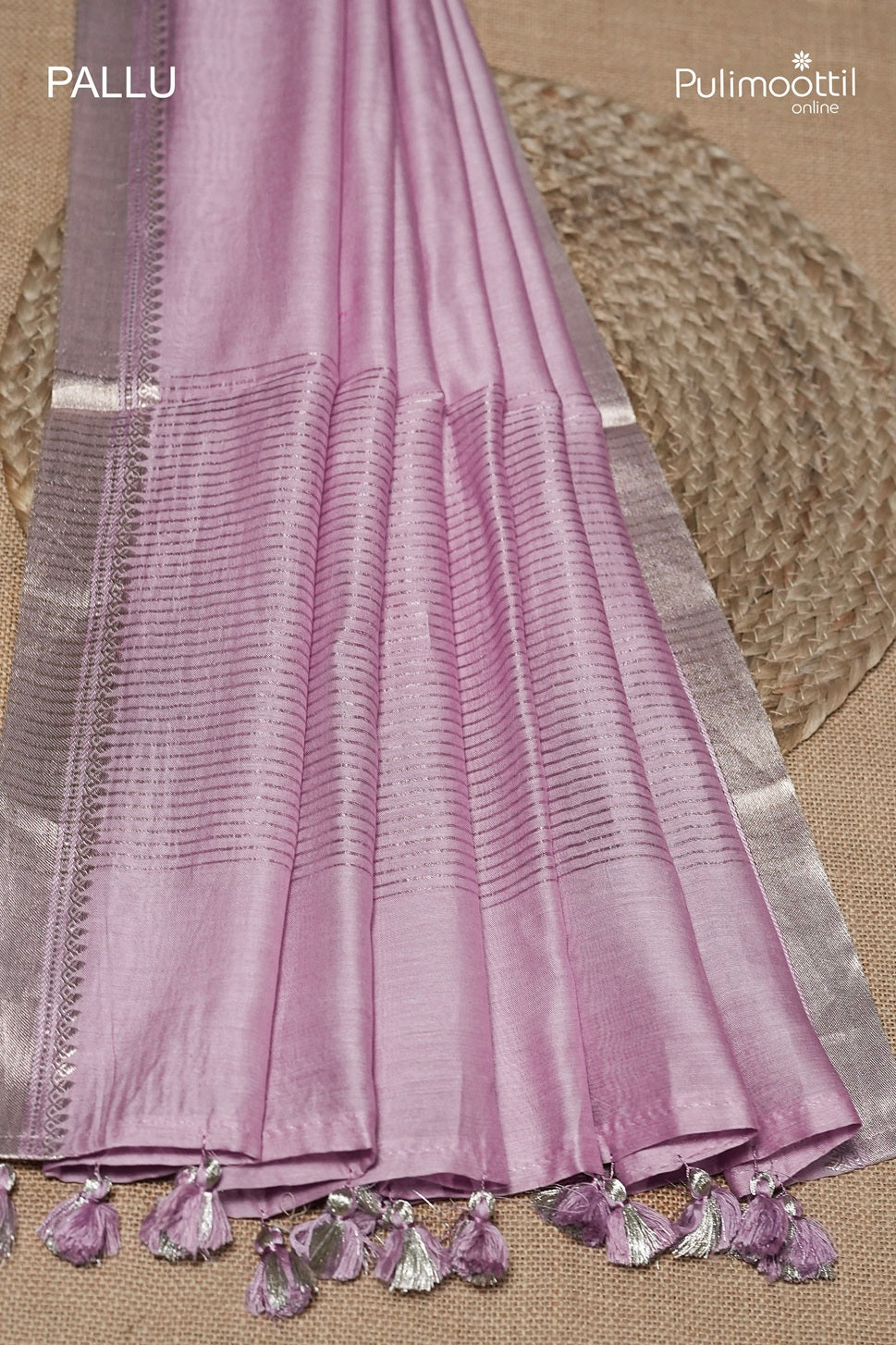 Lavender Colour Semi Chanderi Saree