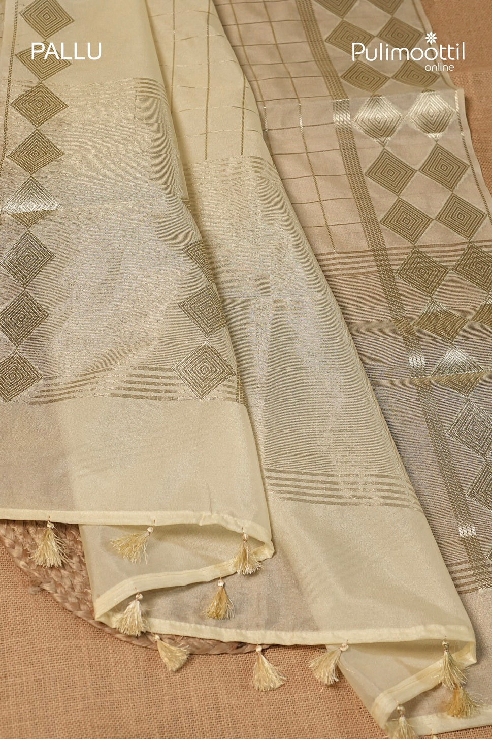 Ivory Colour Organza Traditional Saree