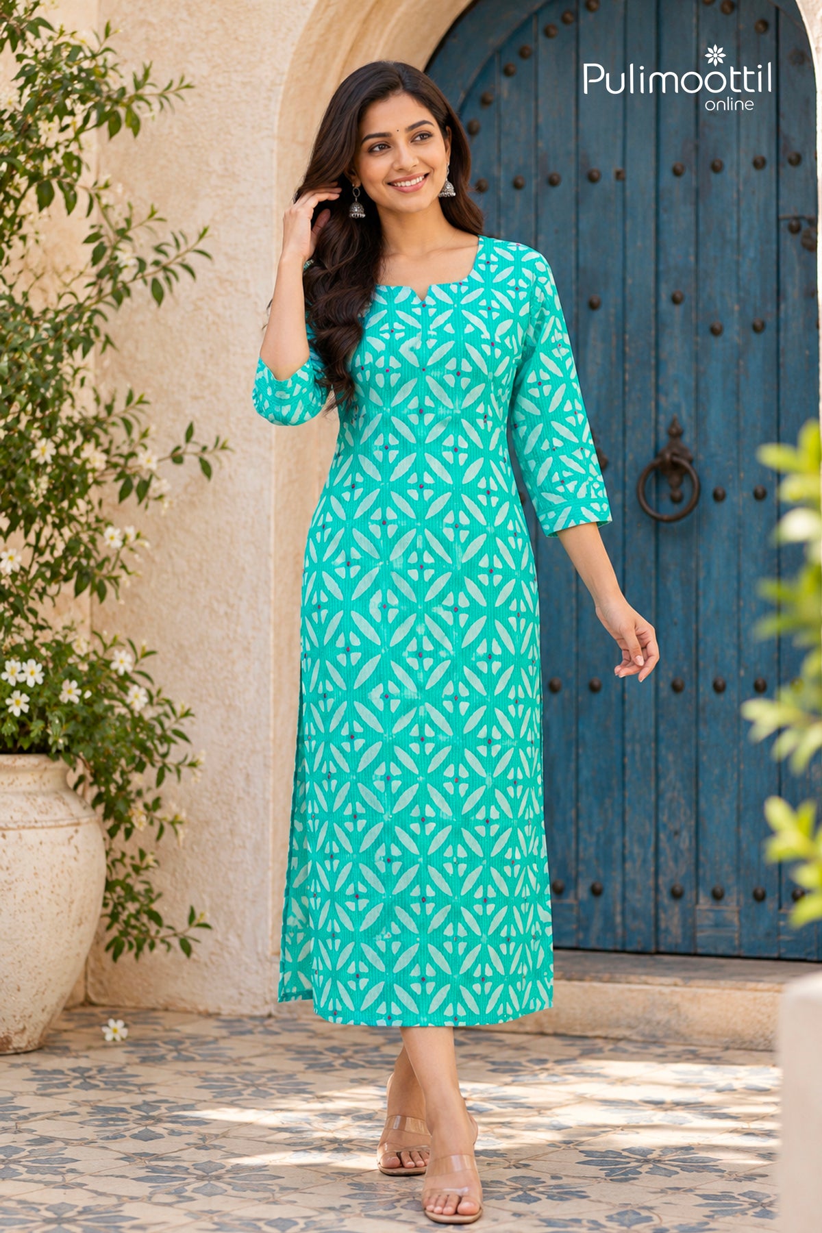 Light Peacock Green Colour Cotton Kurti