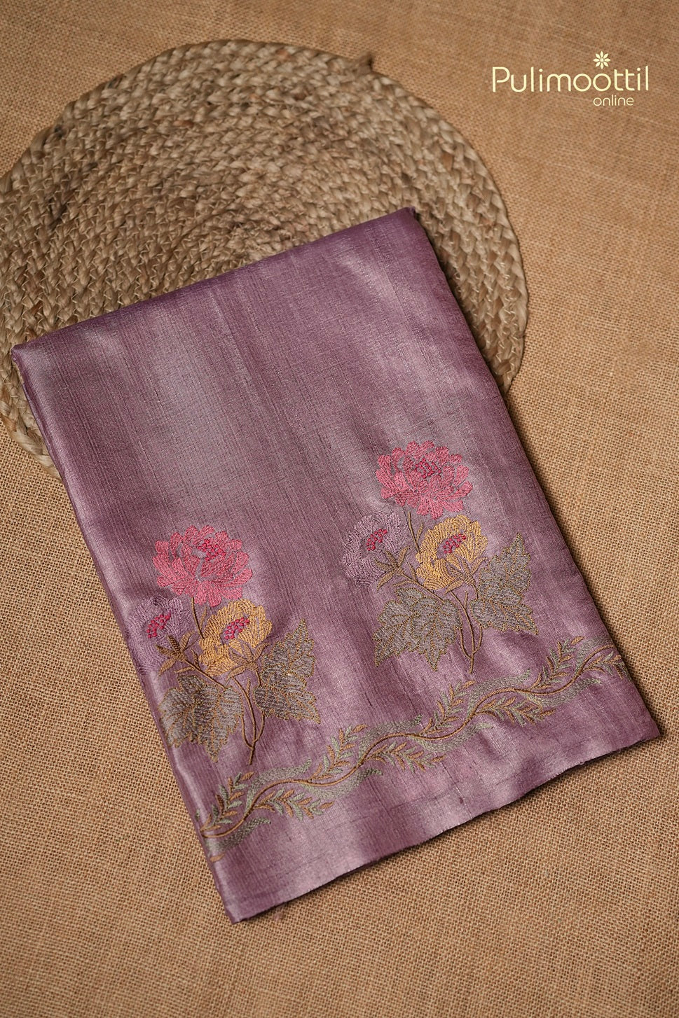 Dark Lavender Colour Jute Silk Saree