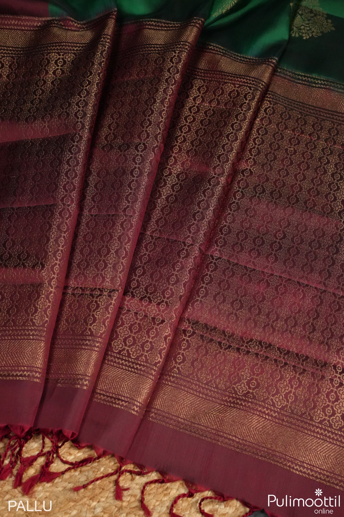 Bottle Green Colour Kanchipuram Designer Saree