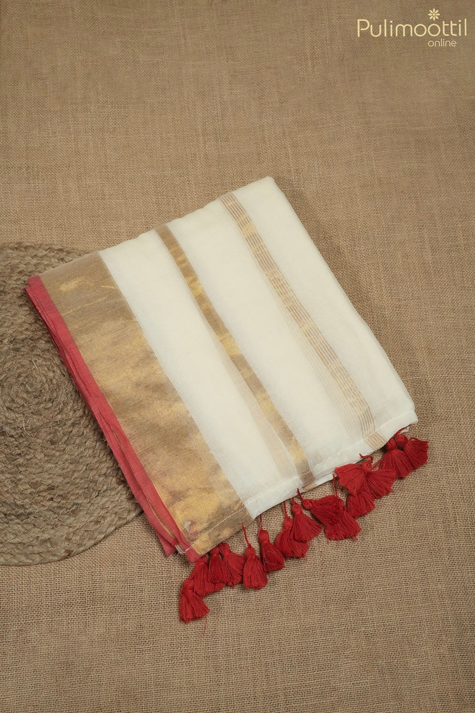 Off-white color Mul Cotton saree