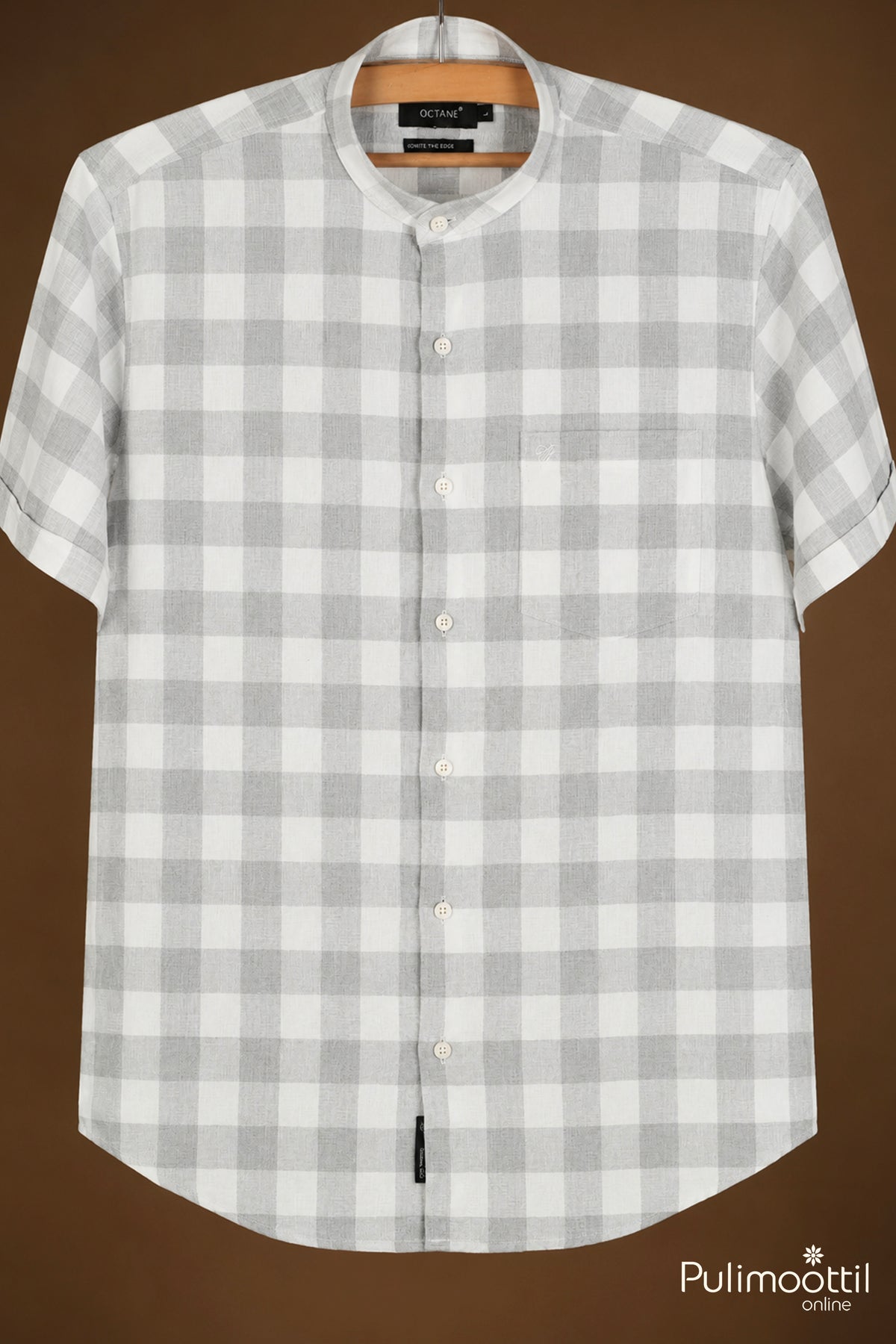 Light Grey  & White Color Half Sleeve Mens Shirt
