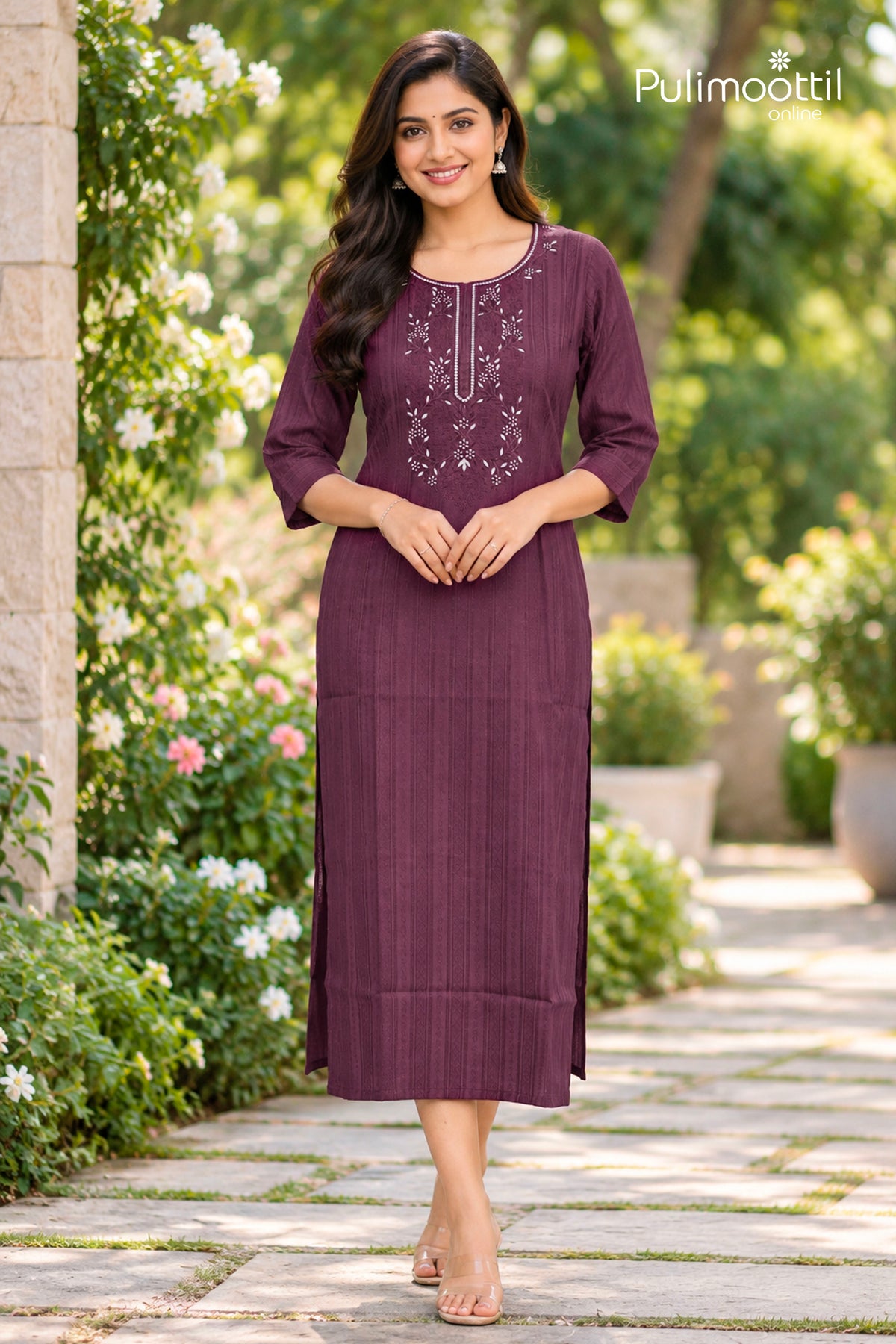 Purple Colour Cotton Kurti