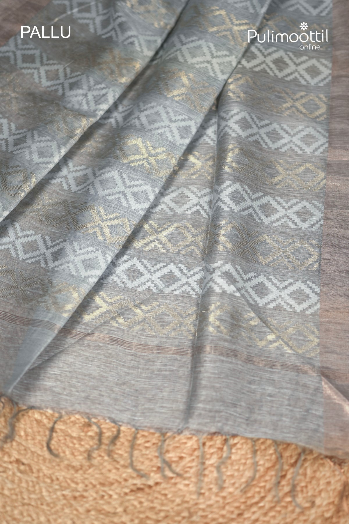 Ash Blue Colour Linen Silk Saree