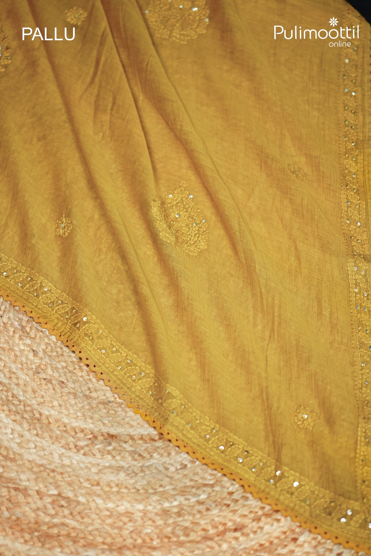 Mustard yellow Colour Chanderi Saree