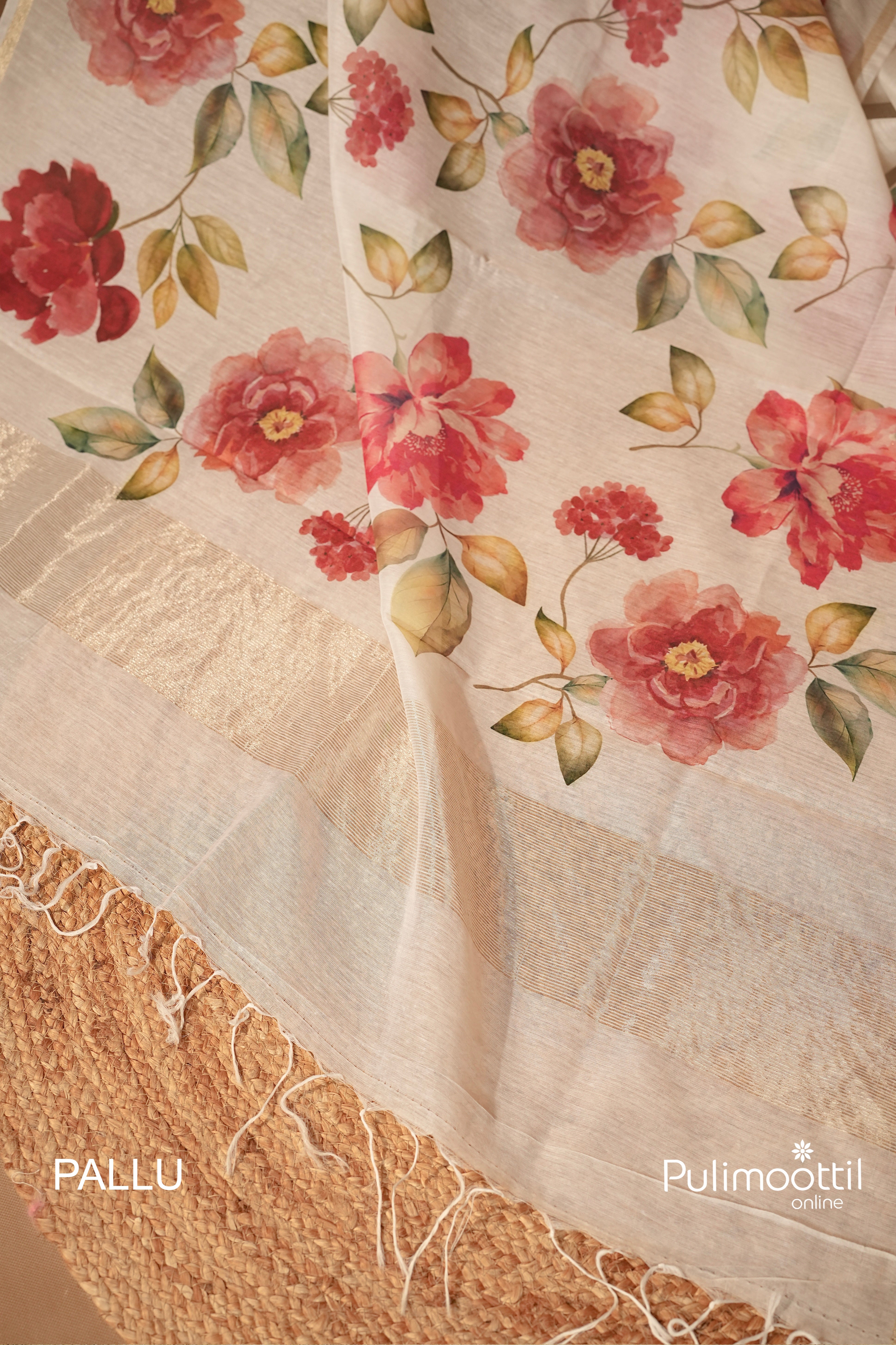 White Colour Semi Chanderi Traditional Saree