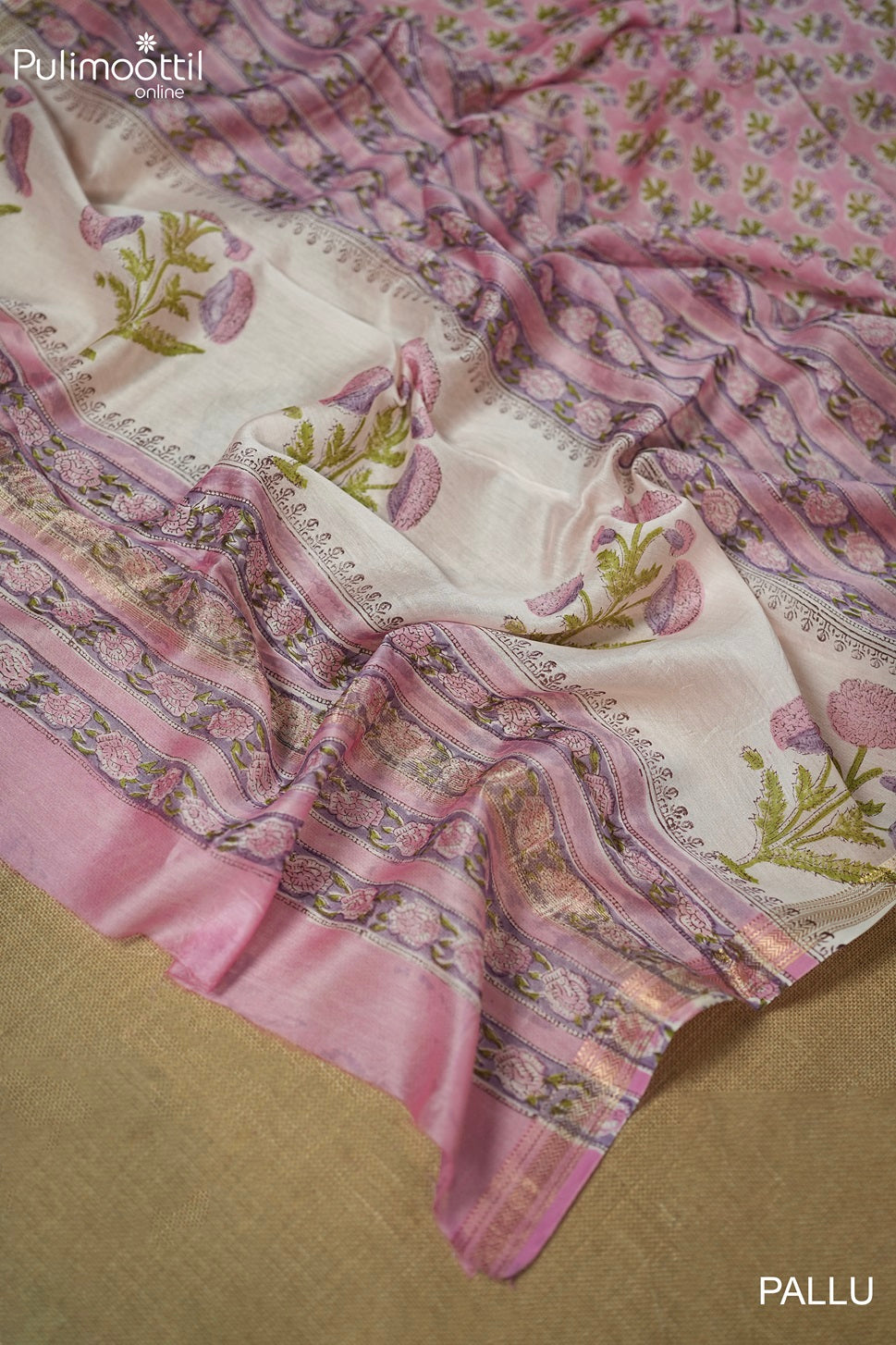 Light Pink Colour Chanderi Saree