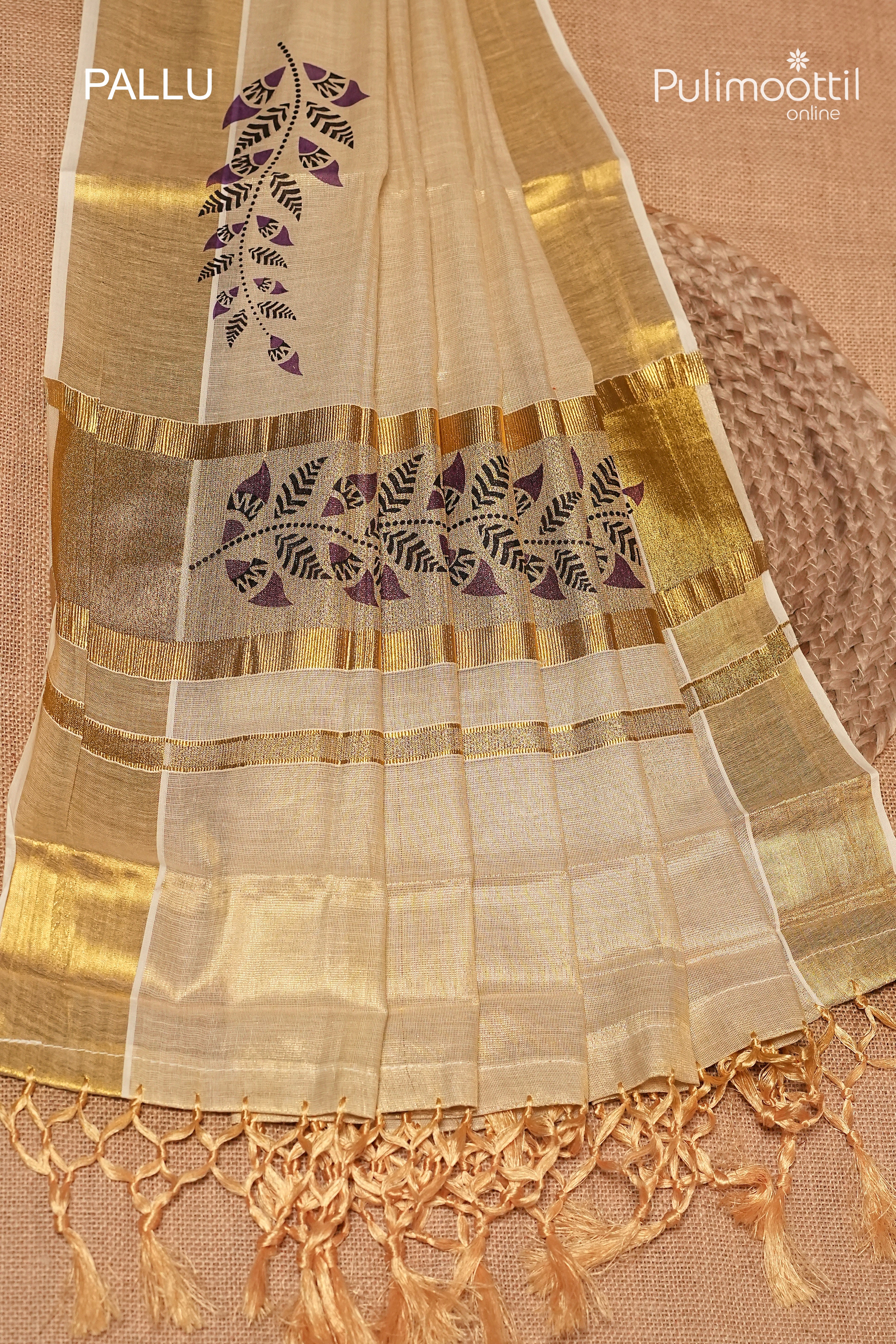 Kerala Traditional Golden Tissue Set Saree
