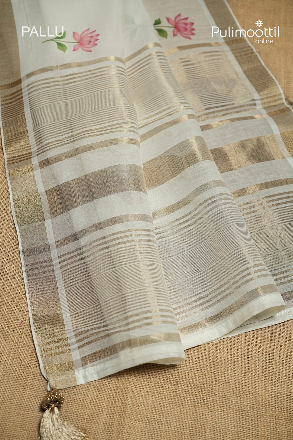 Semi Chanderi Off White Ombre Saree
