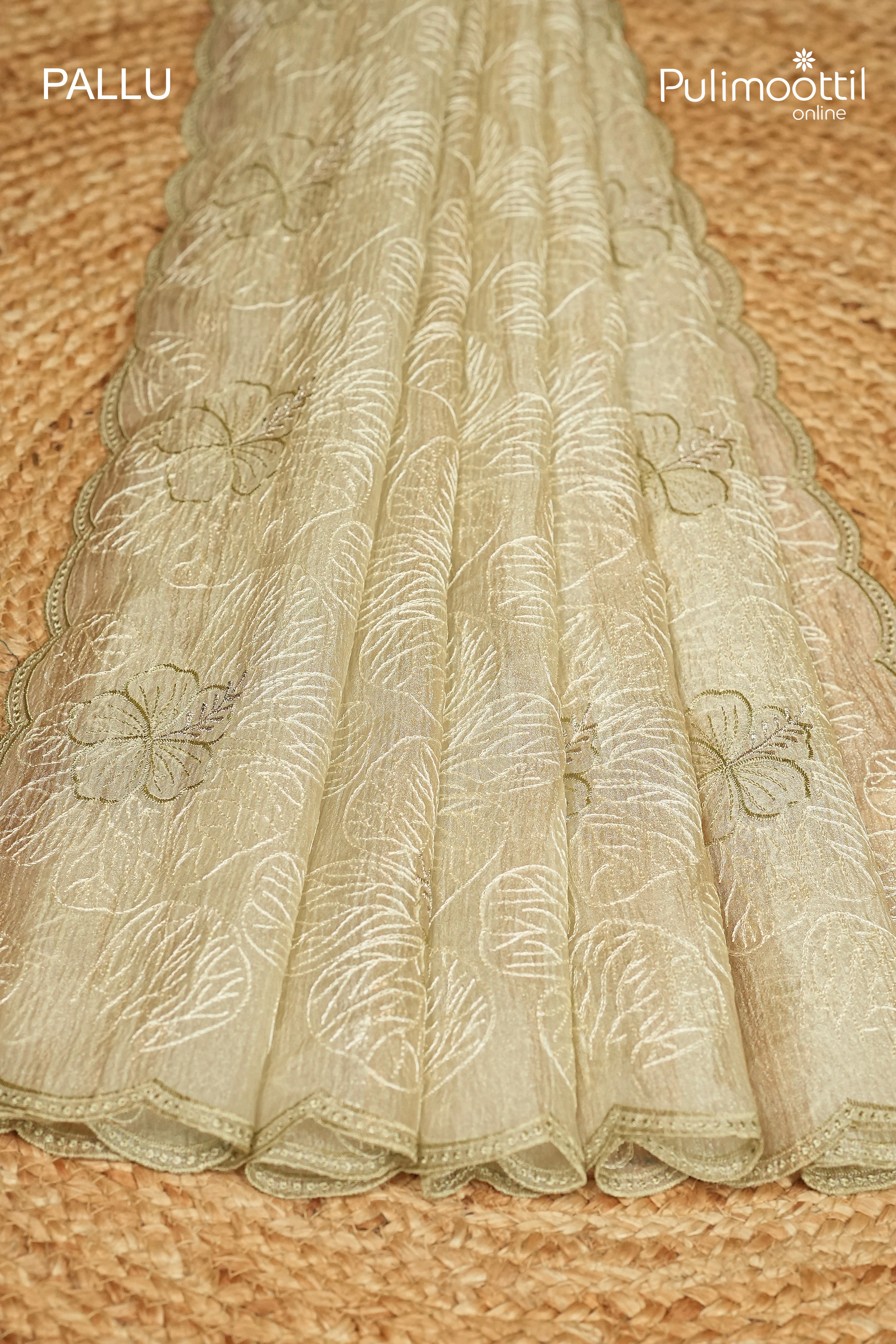 Sage Green Colour Crushed Organza Fancy Saree