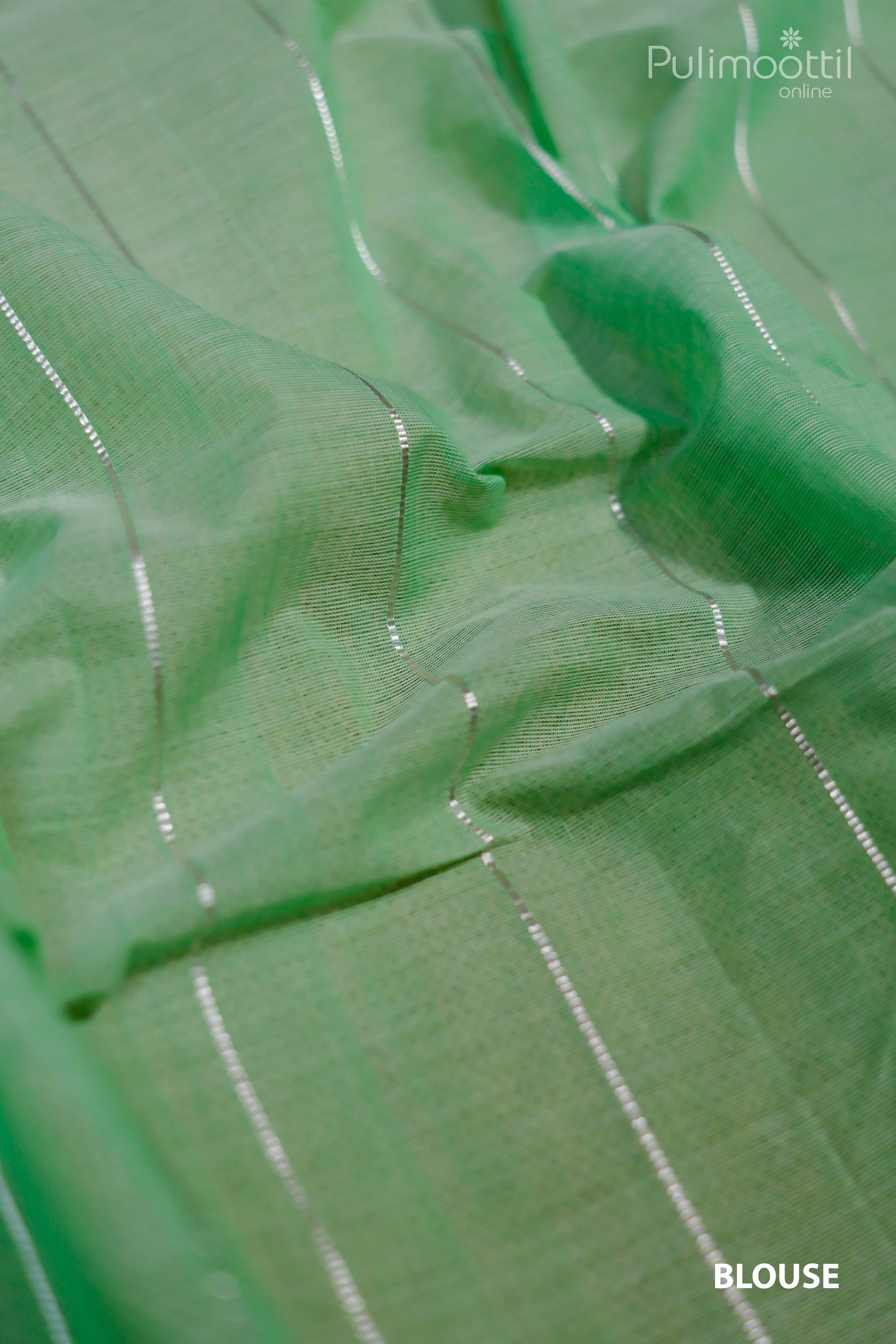 Light Green Colour Pure Cotton Handloom Saree.