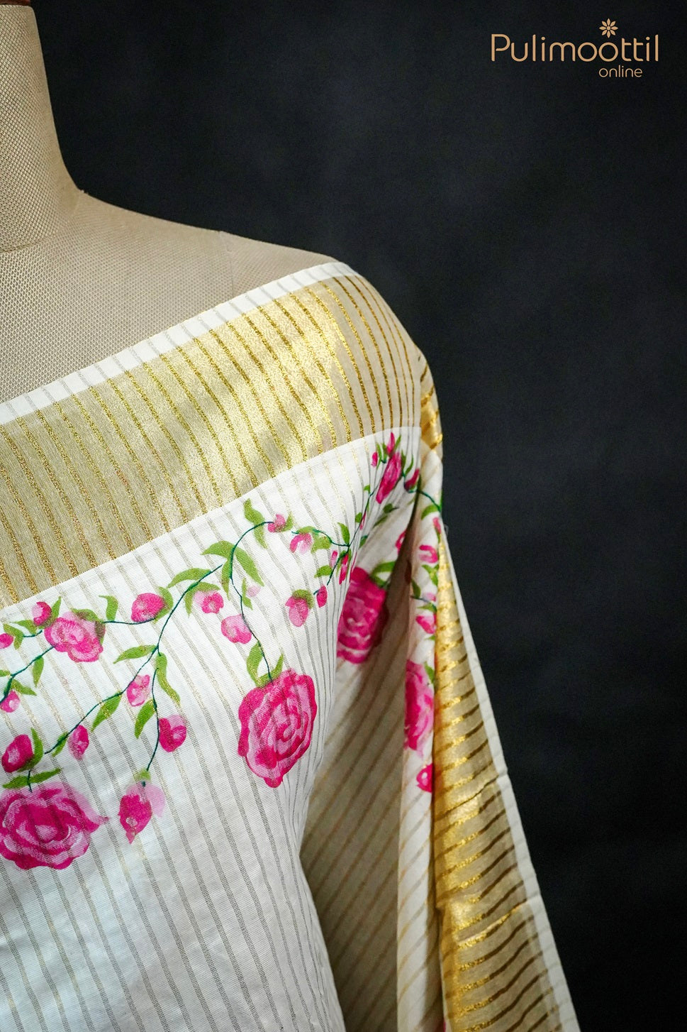 Cream Colour Kerala Cotton Set Saree.