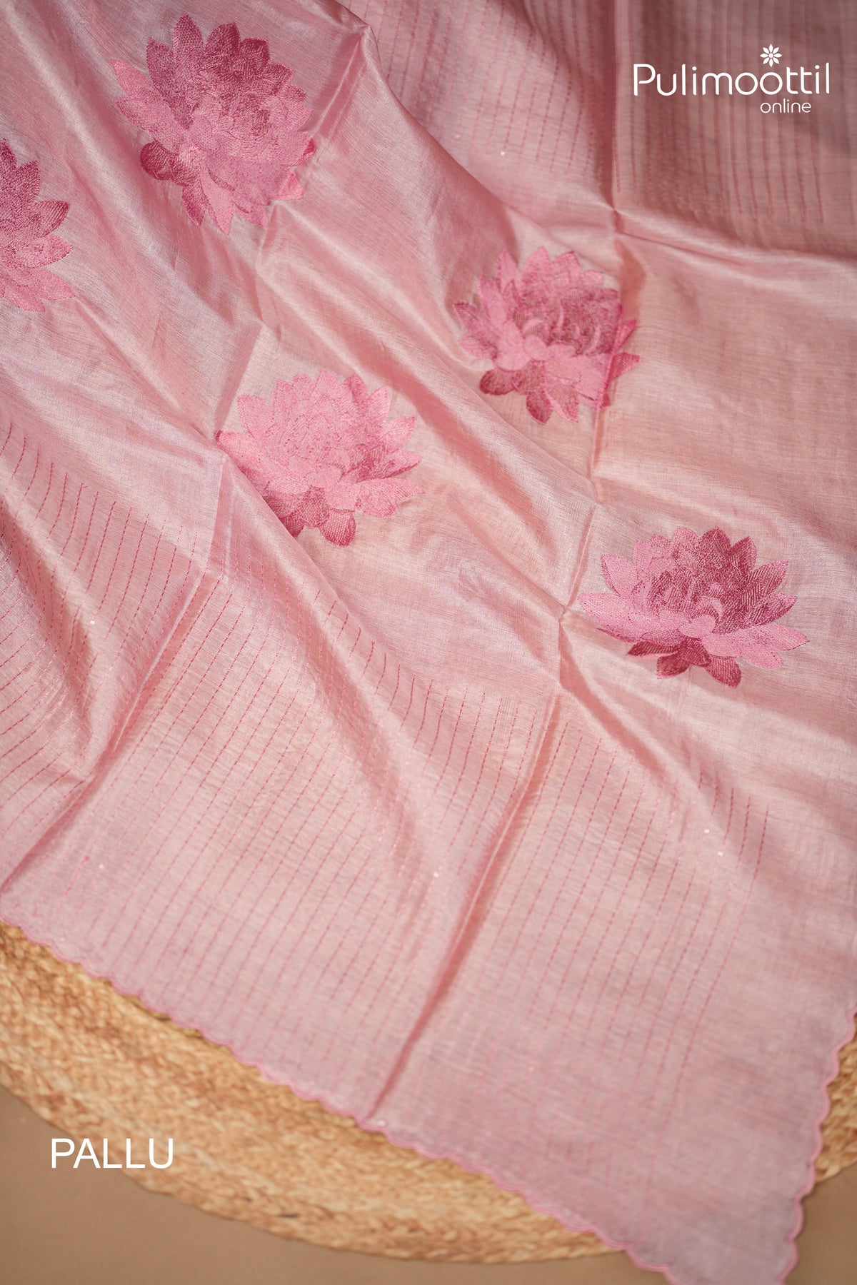 Pastel Pink Colour Tussar Silk Saree