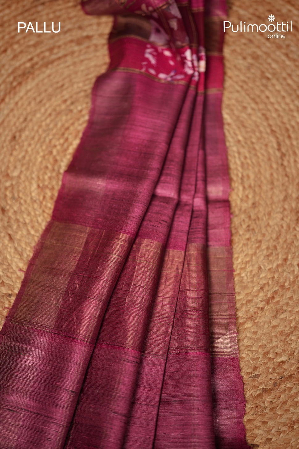 Dark Pink Colour Jute Silk Saree