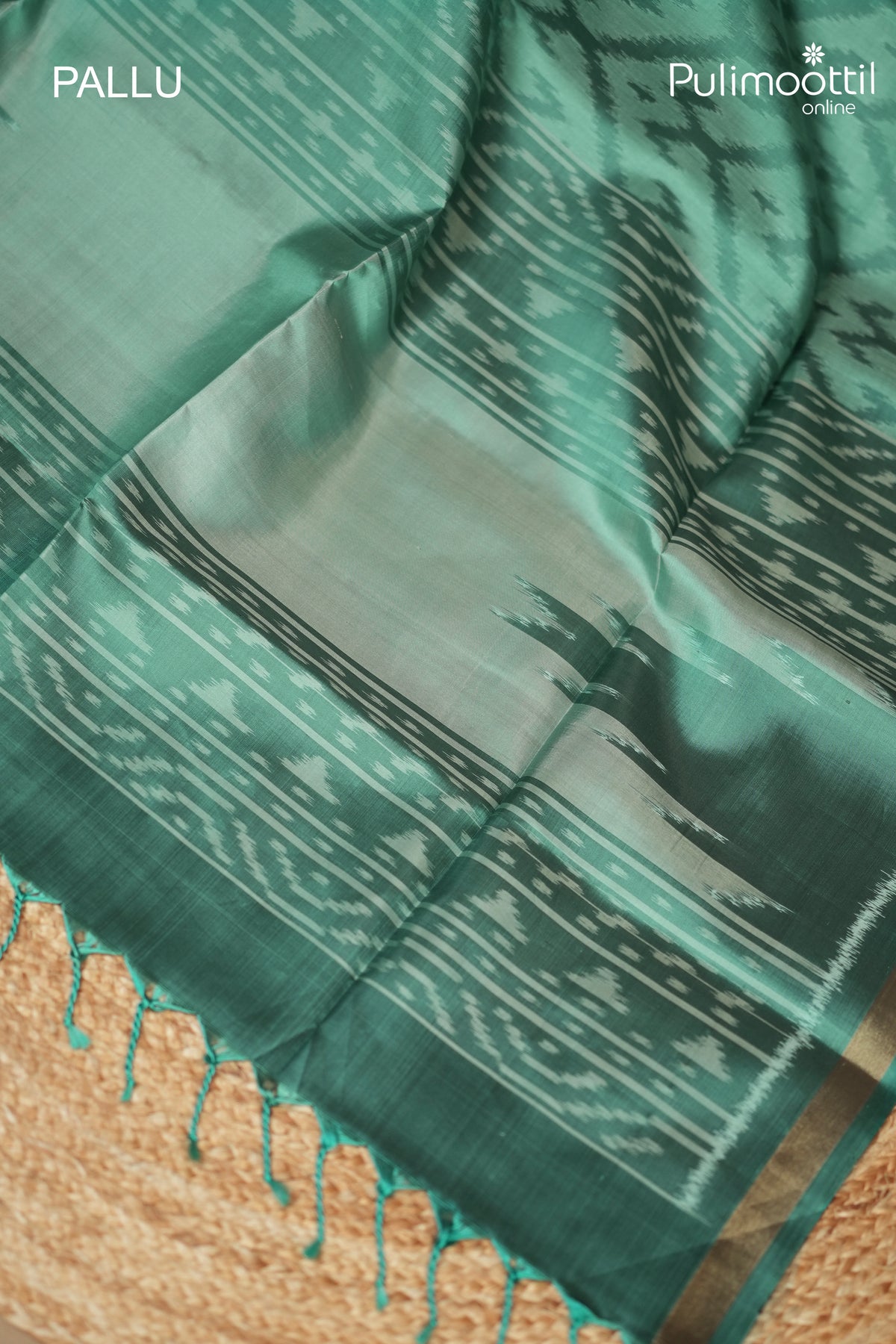 Peacock Green Colour Kanchipuram Soft Silk Ikat Design Saree