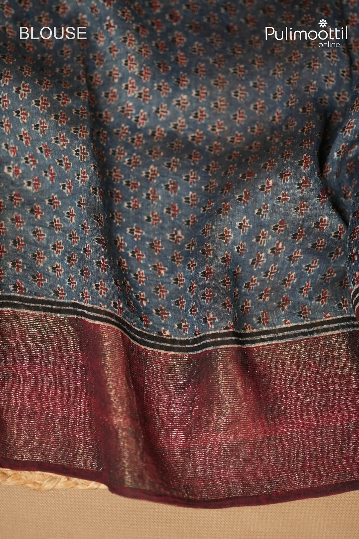 Indigo Blue Colour Pure Chanderi Silk Saree