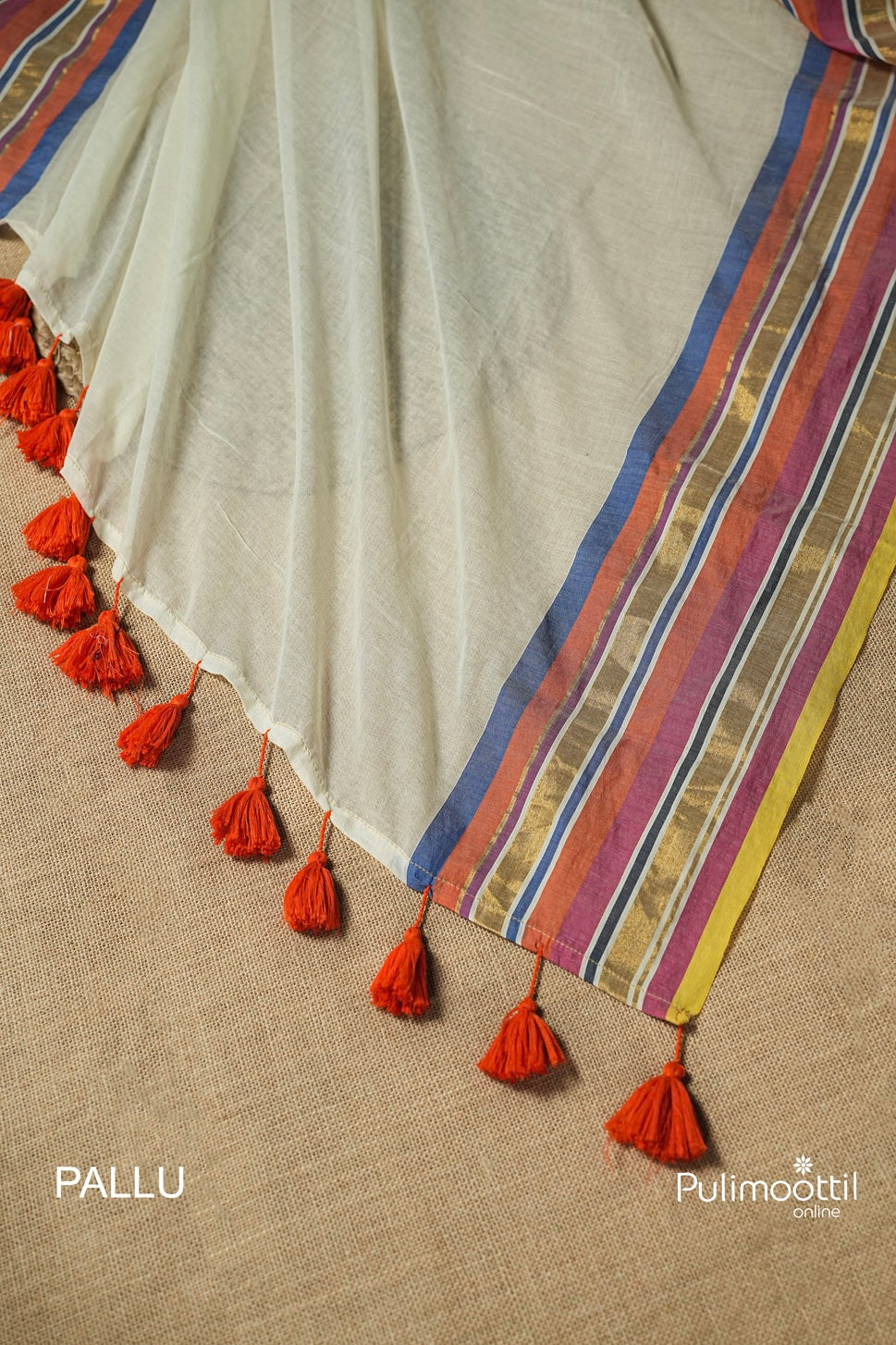 Offwhite colour Mul Cotton Saree