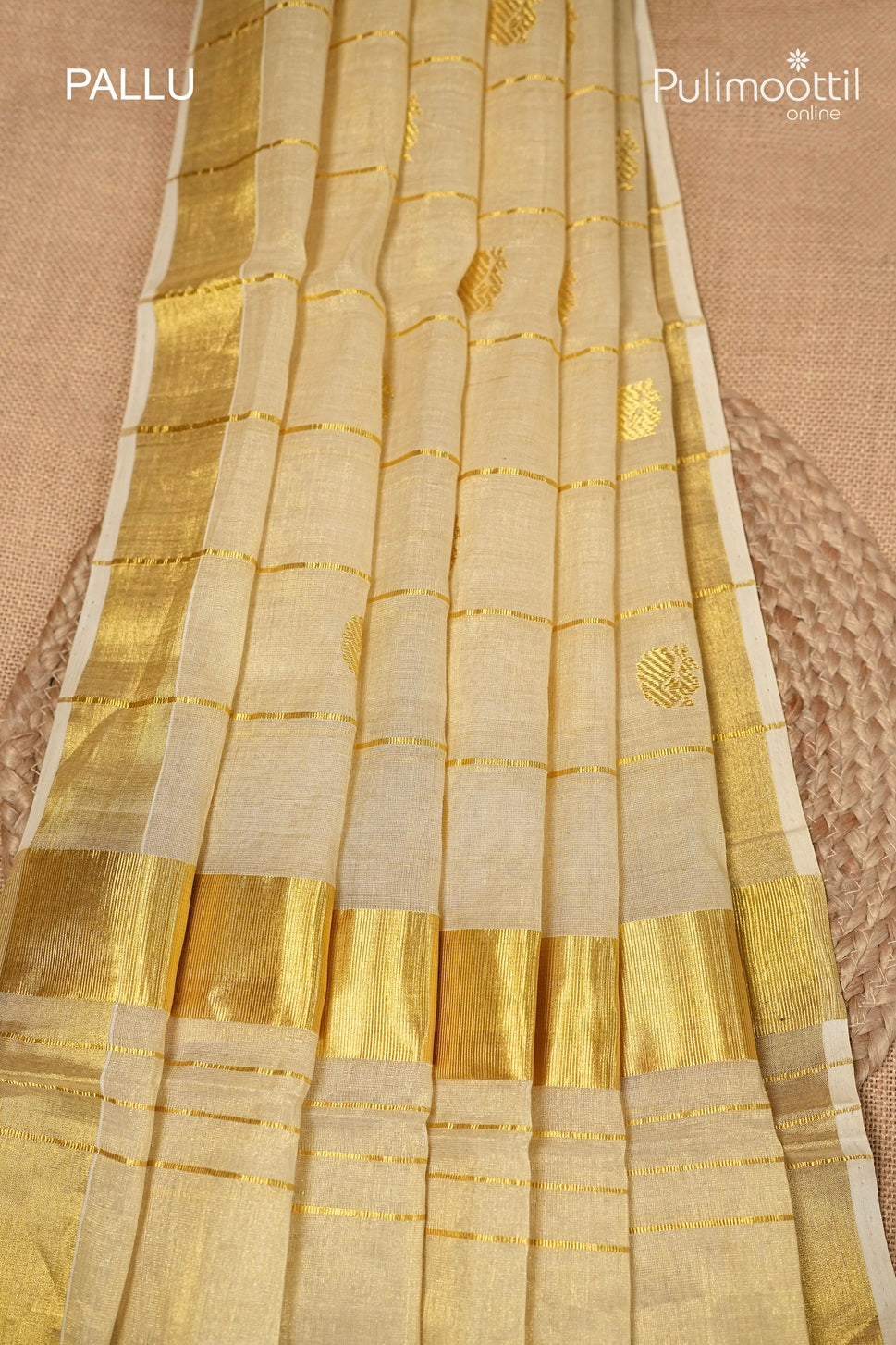 Kerala Traditional Golden Tissue Handloom Set Saree