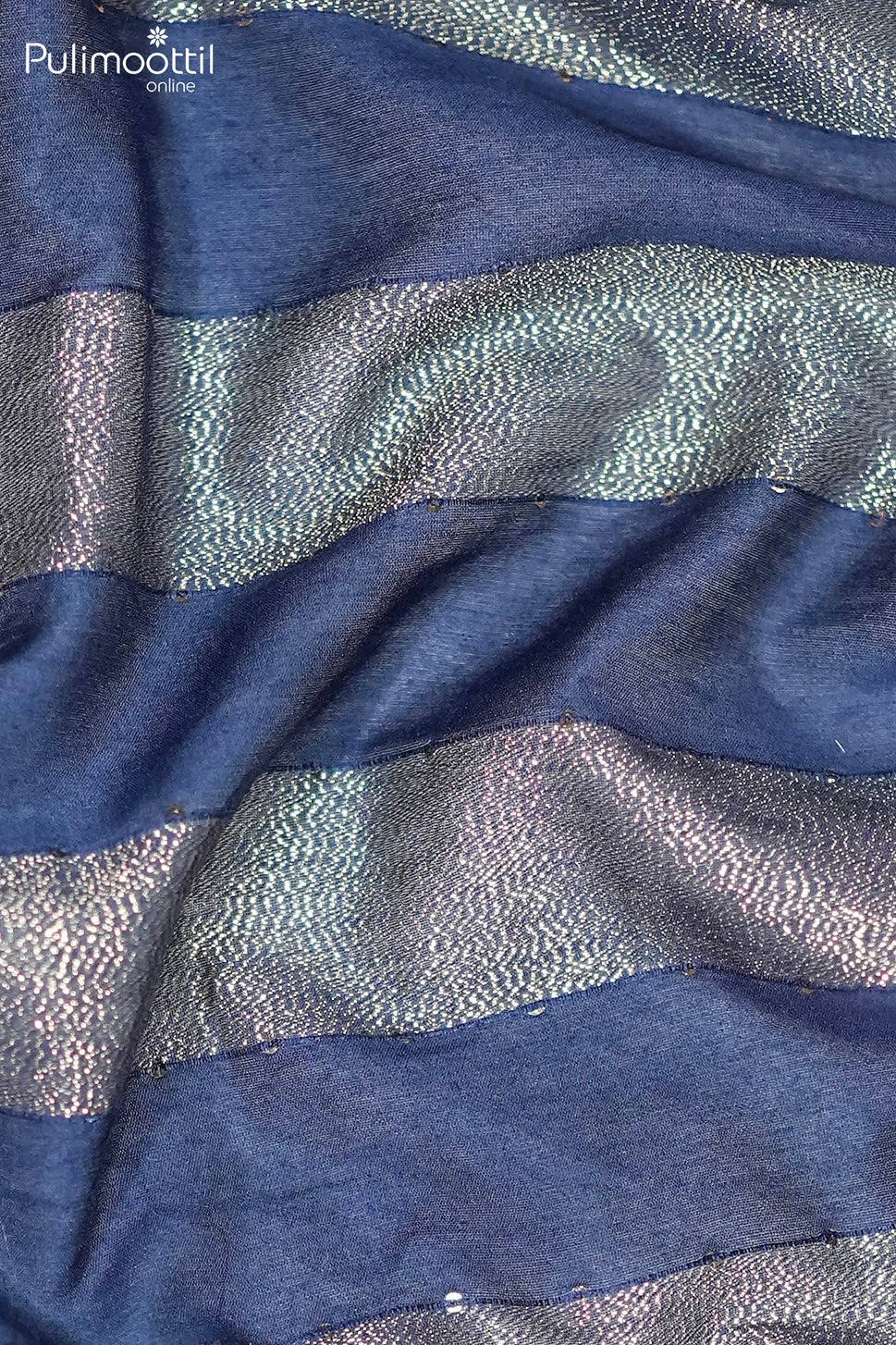 Navy Blue Colour Semi Chanderi Fabric