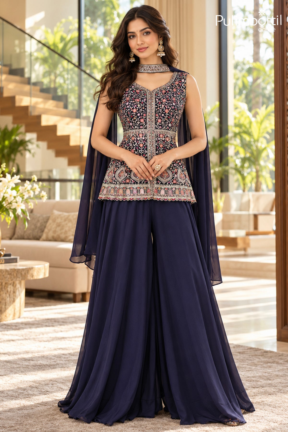 Purple Colour Georgette Sharara set