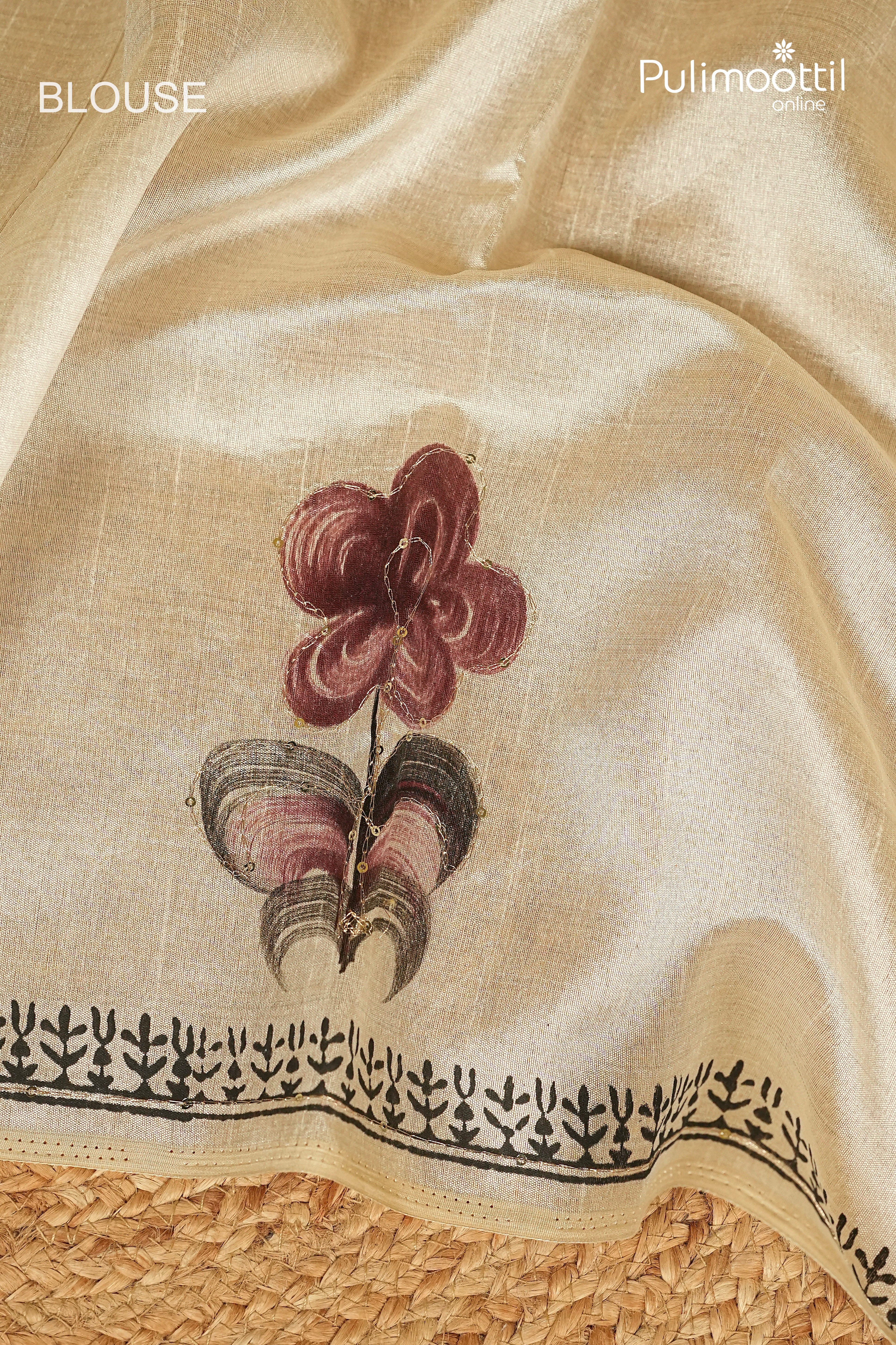 Ivory Colour Russian Silk Saree