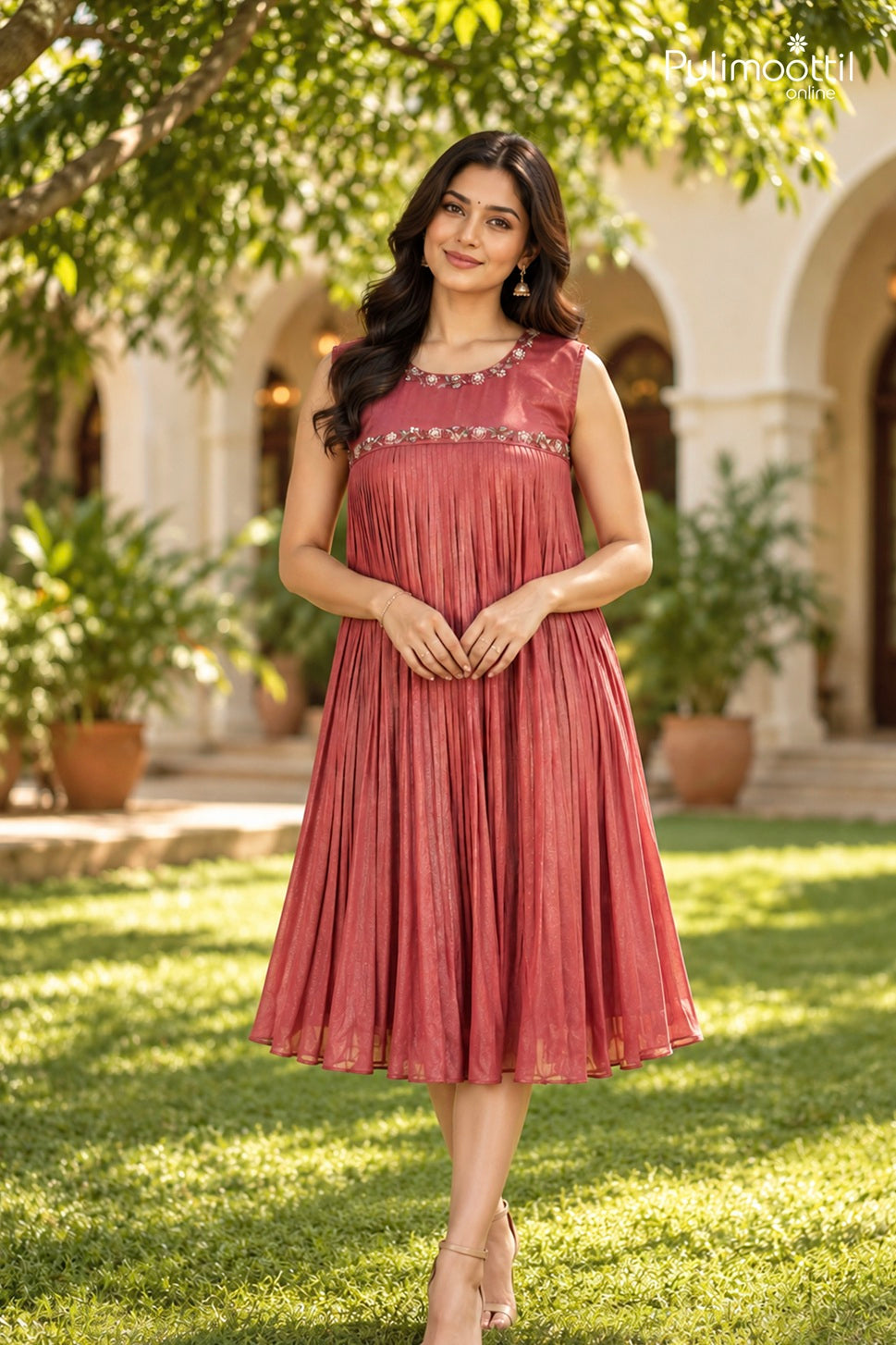 Redish Orange Color A-Line Top