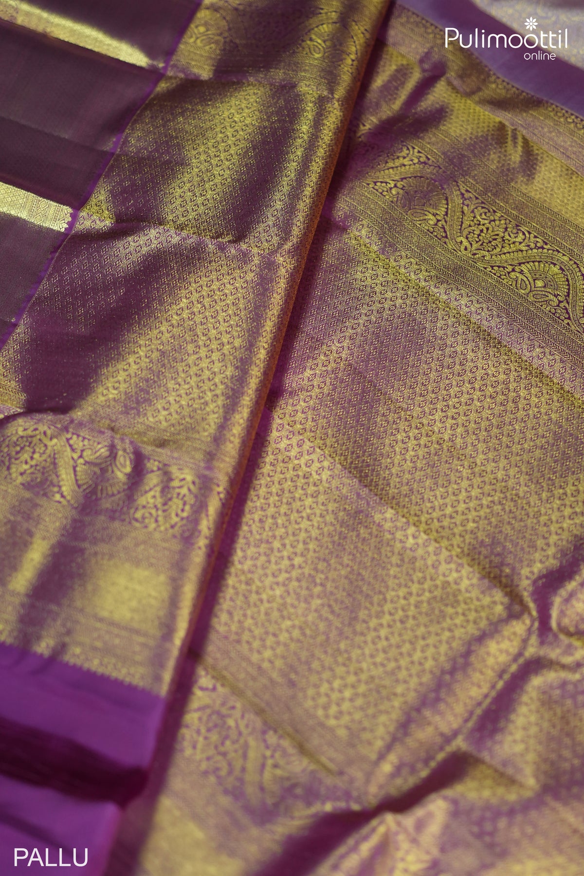 Lavender Colour Kanchipuram Brocade Wedding Saree.