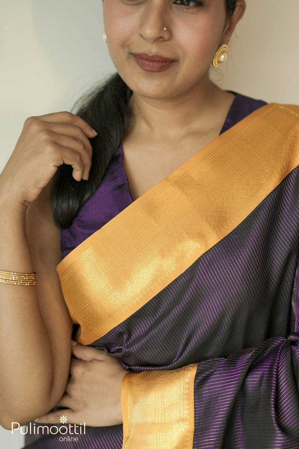 Violet Colour Kanchipuram Saree.