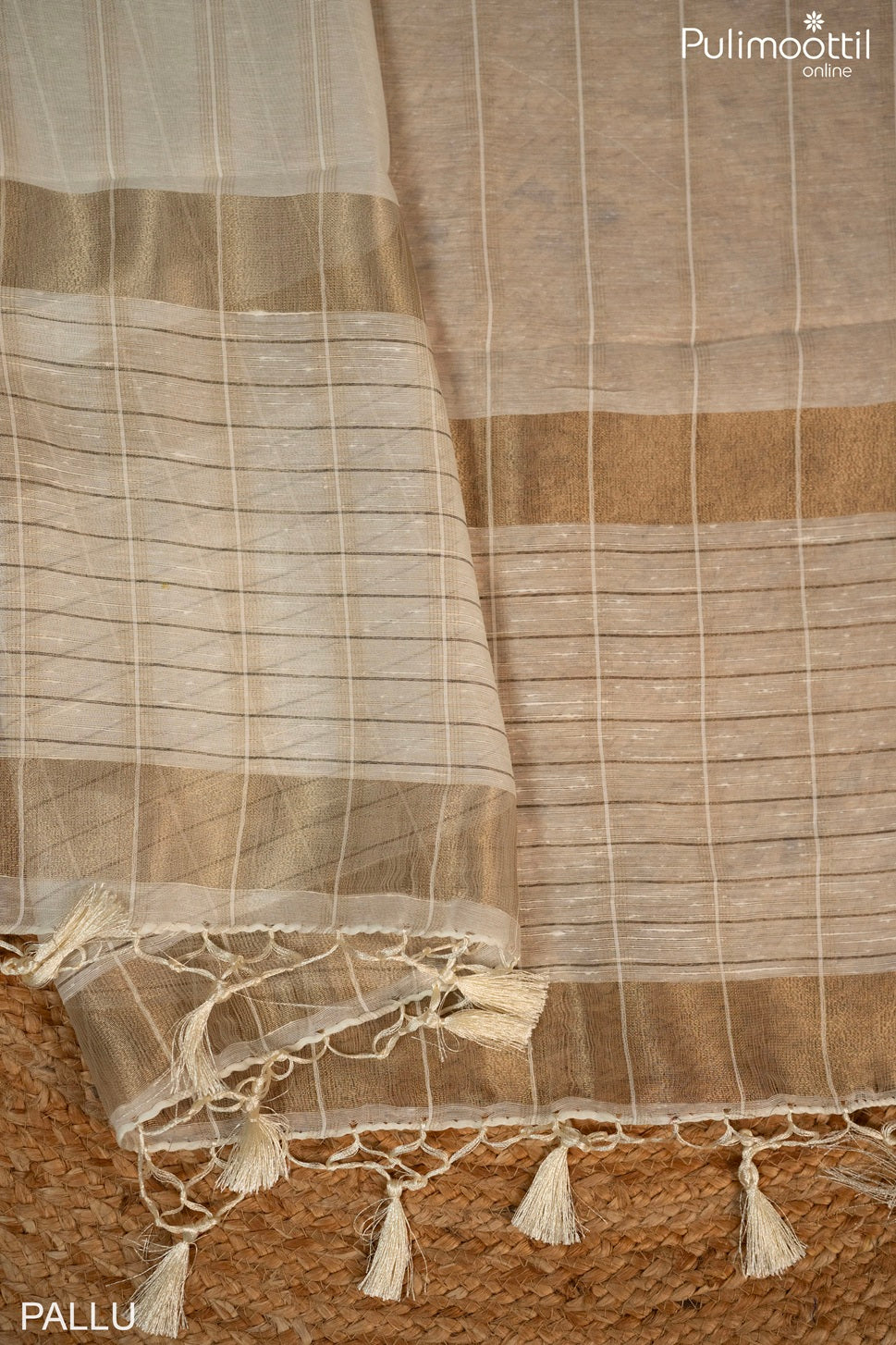 Off-White Colour Sheer Linen Saree