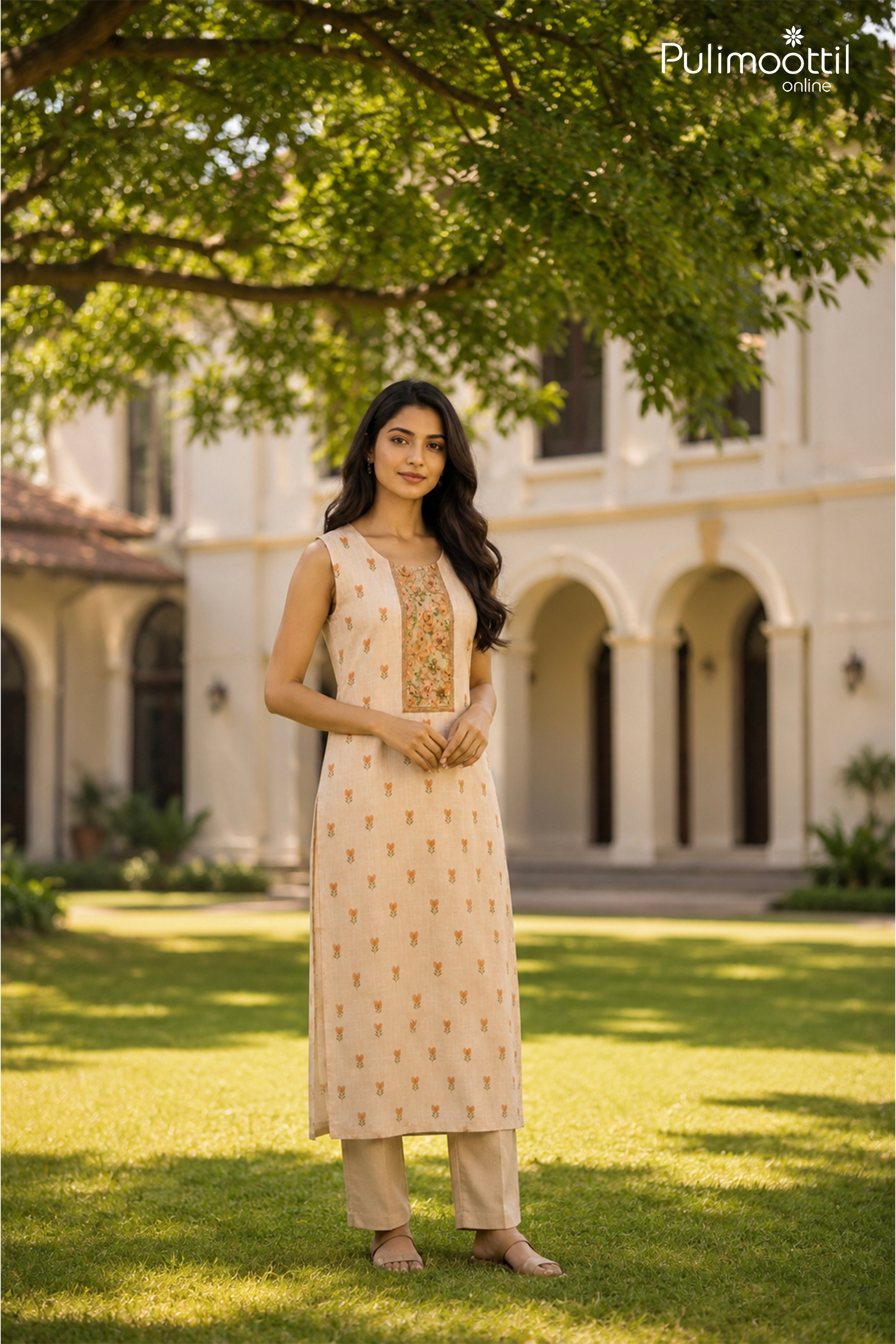 Golden Tissue Kurti Top Featuring Cut Beed Work