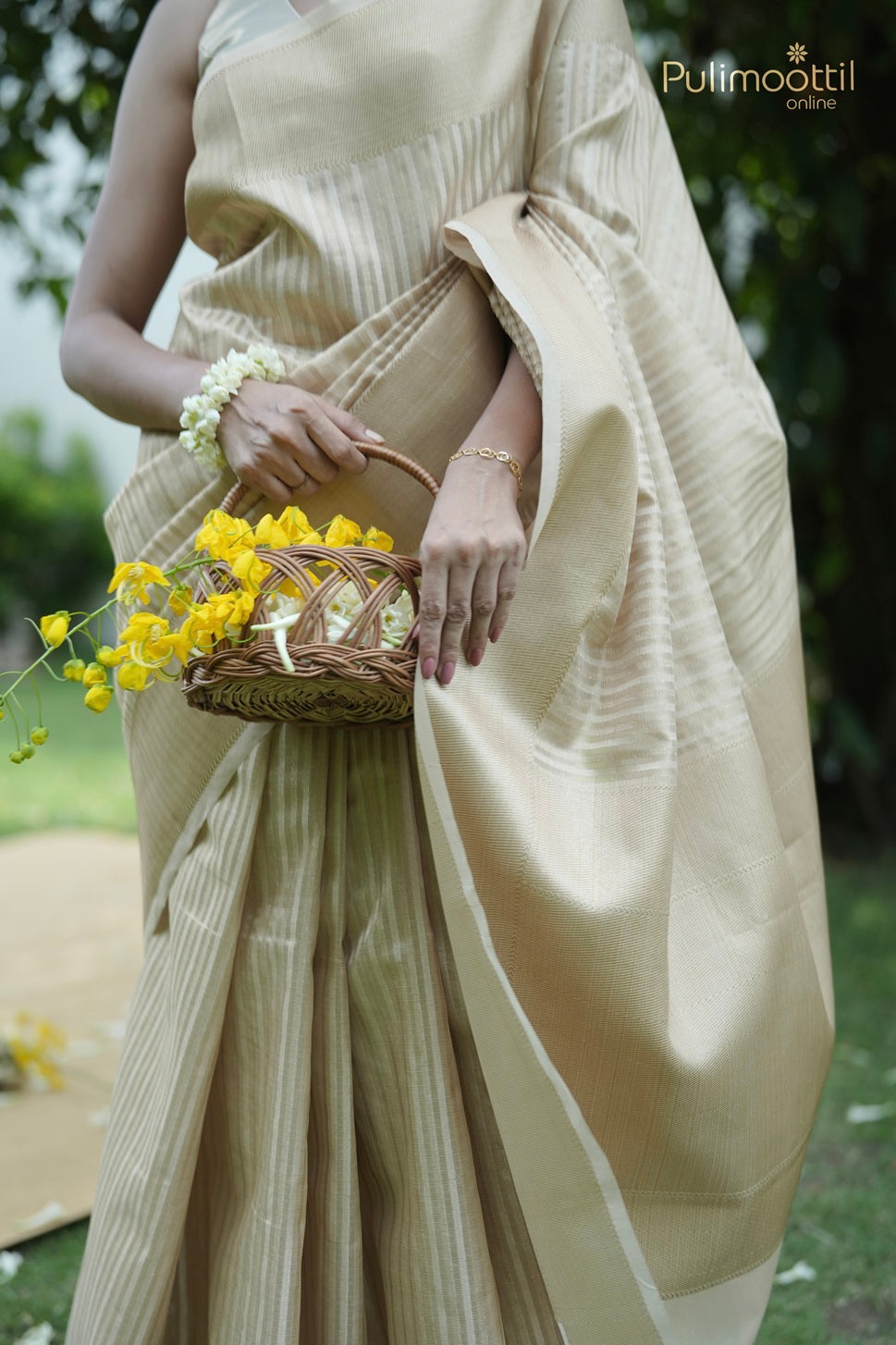 Golden Yellow Colour Tissue Organza Fancy Saree