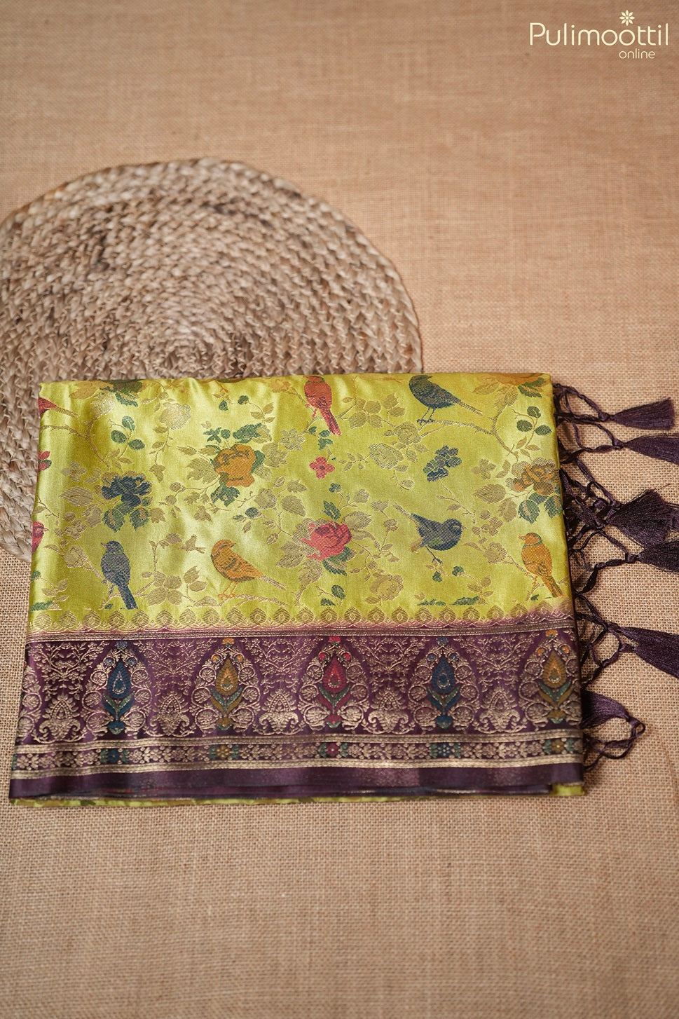 Dark Lime Green Colour Banarasi Saree