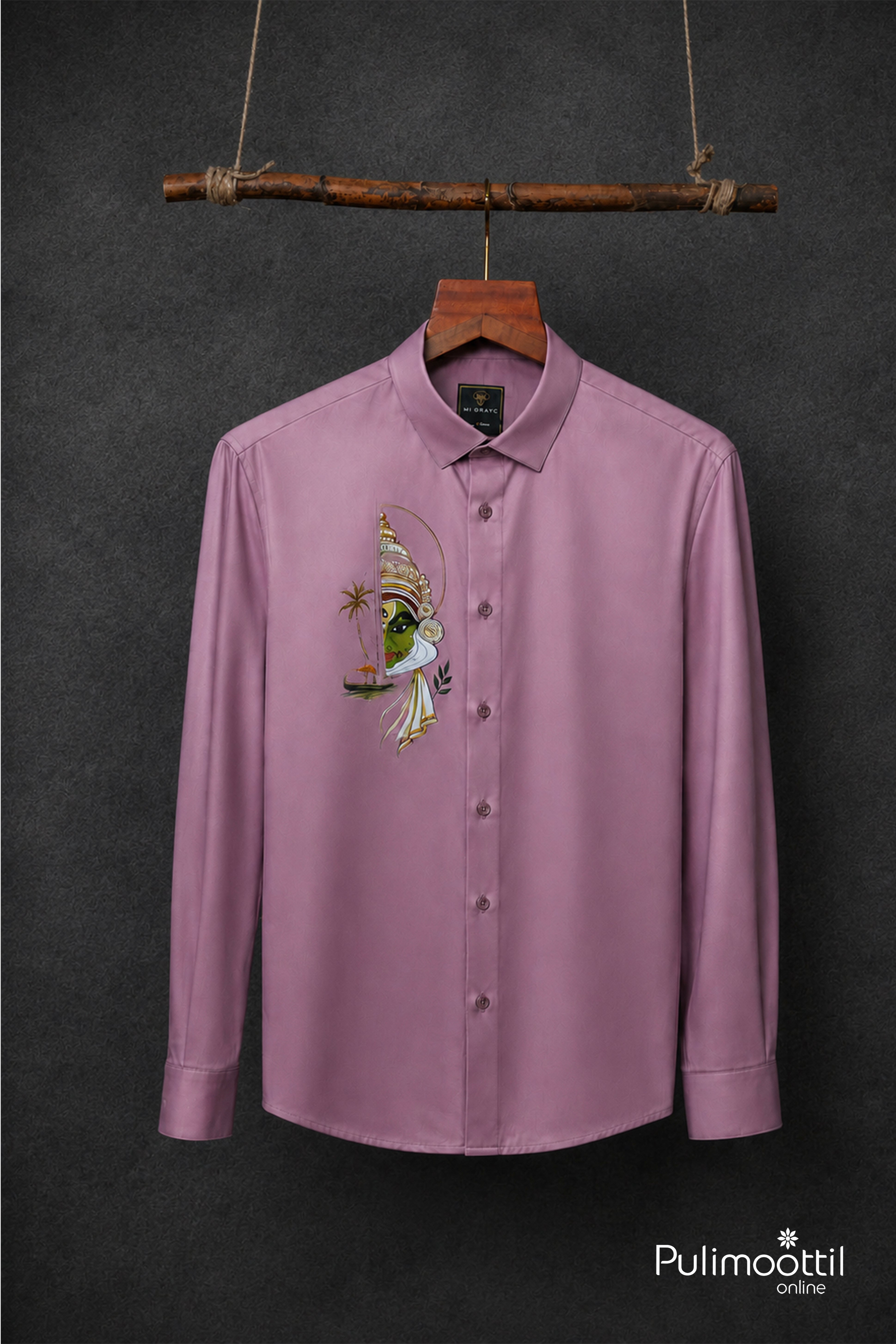 Lavender Shirt Full Sleeve With Kathakali Face Motif