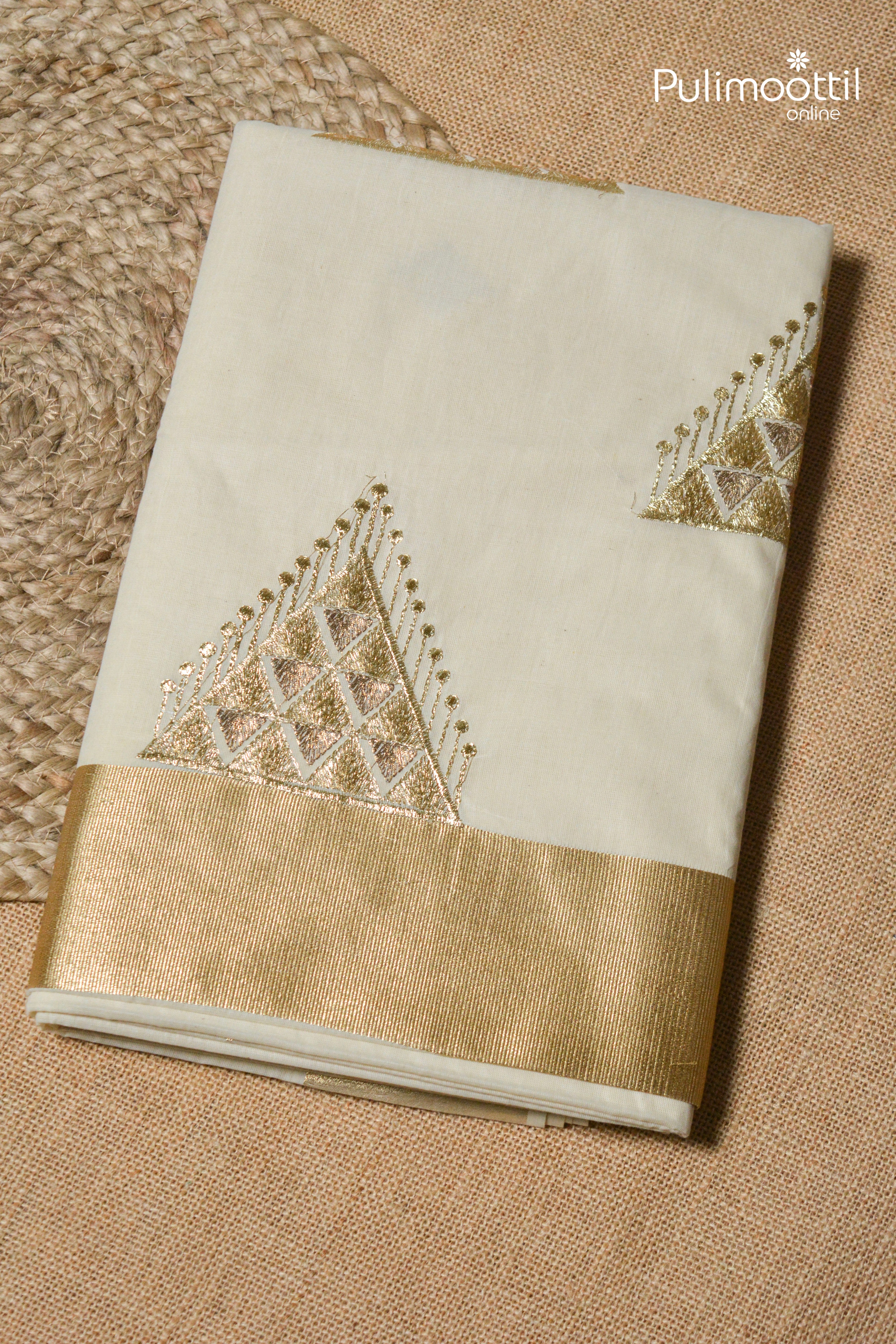 OffWhite Colour Kerala Traditional Cotton Set Saree