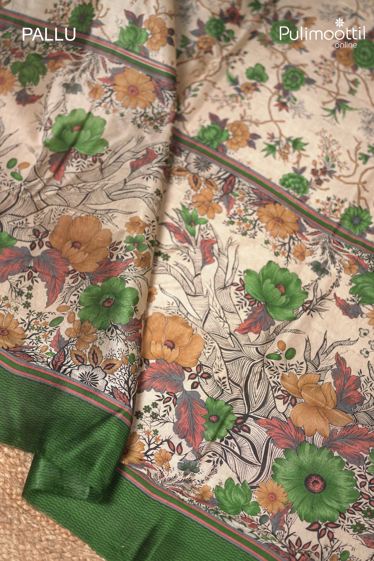 Ivory Colour Tussar Silk Saree