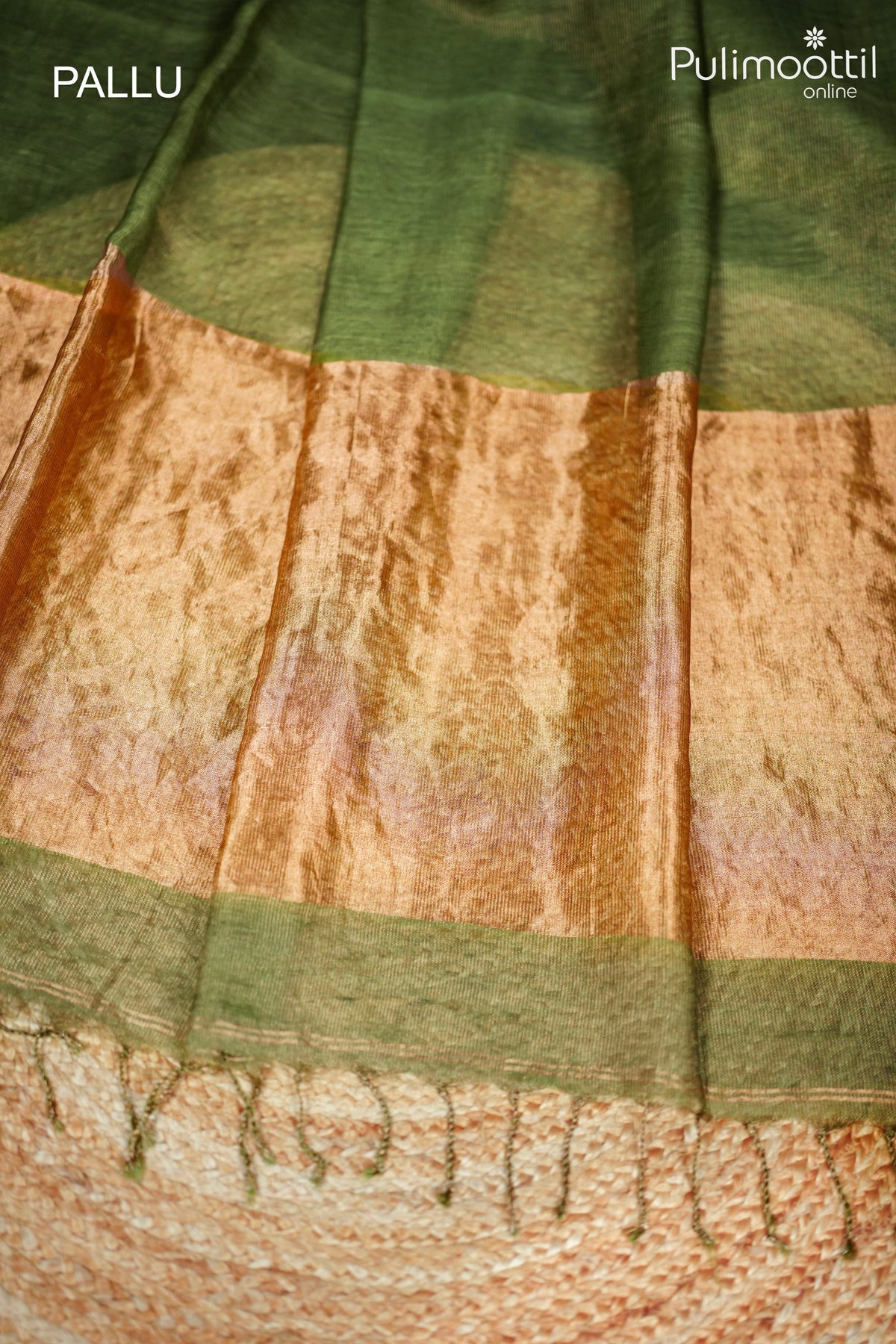 Olive Green Colour Linen Saree