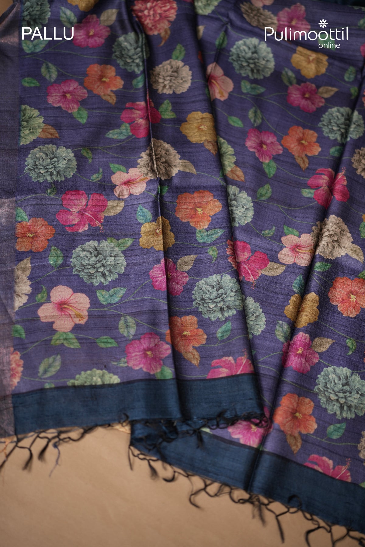 Dark German Blue Colour Jute Silk Saree