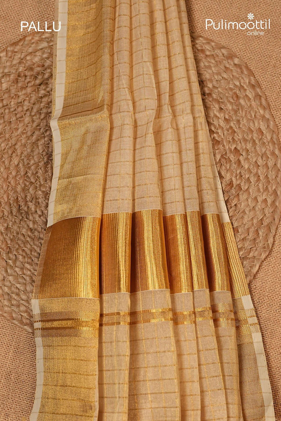 Kerala Traditional Golden Tissue Handloom Set Saree