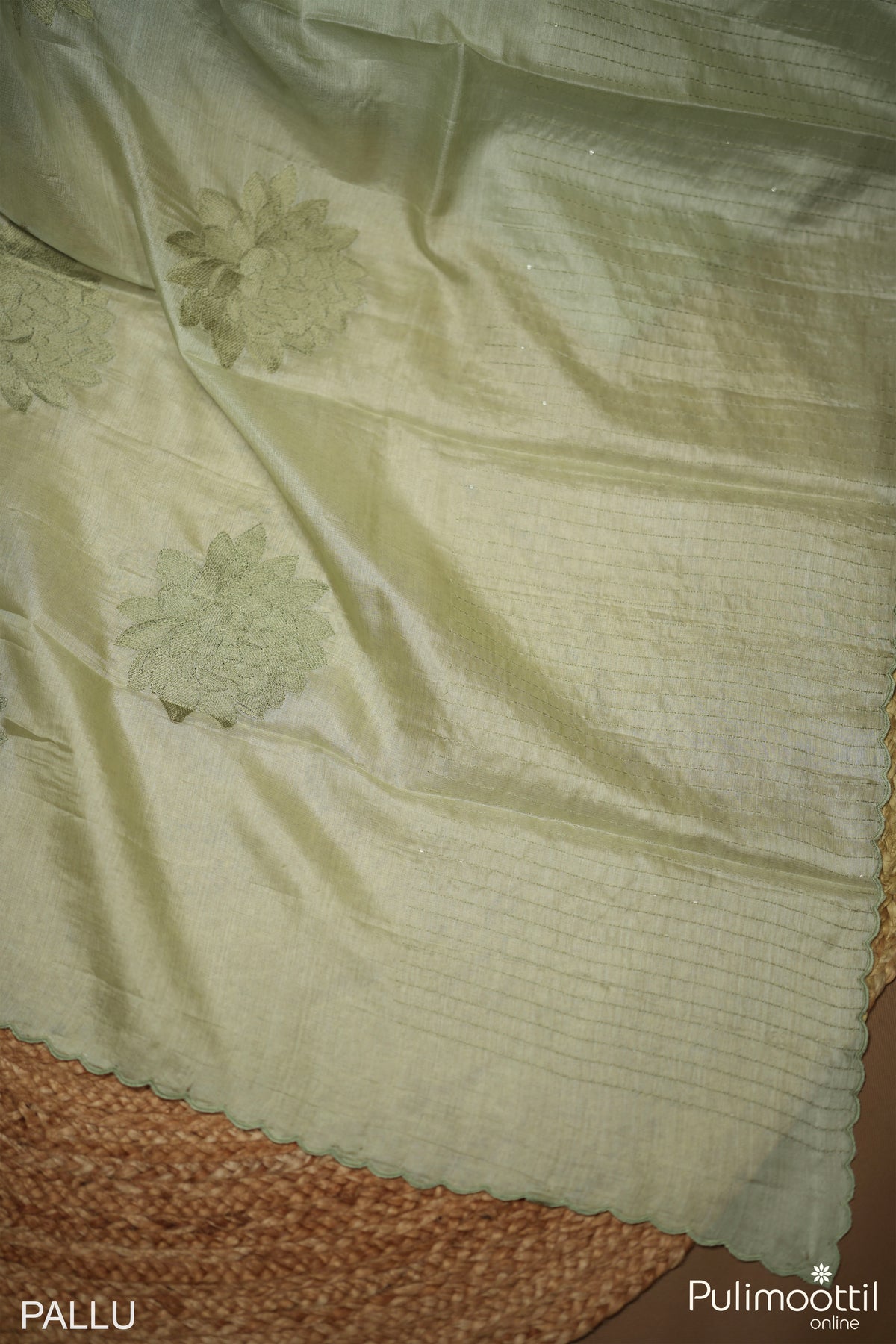 Pastel Mint Green Colour Tussar Silk Saree