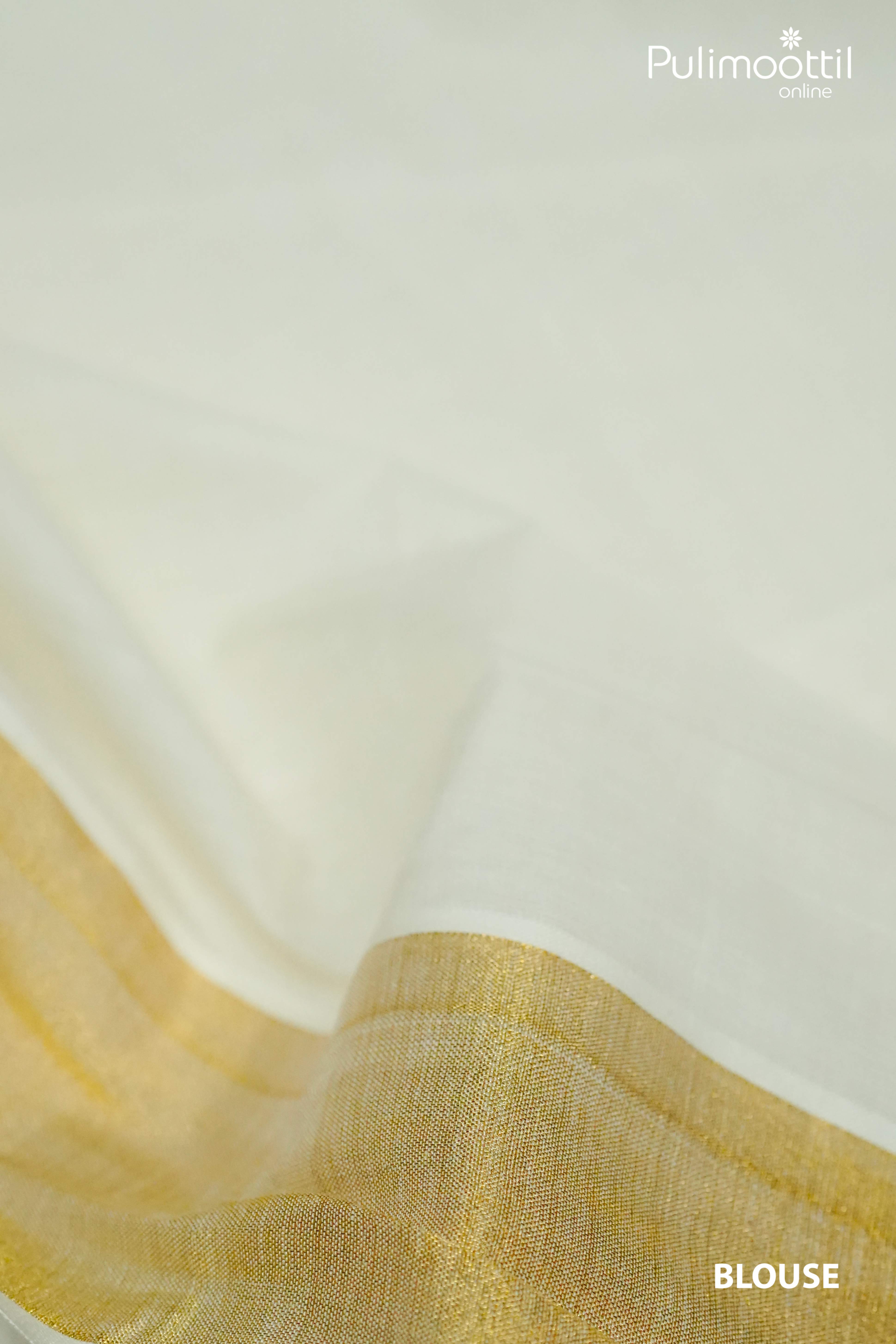 Cream Colour Kerala Traditional Set Saree.