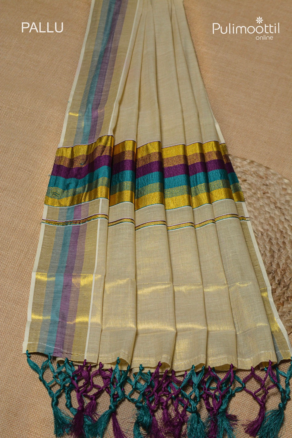 Kerala Traditional Golden Tissue Set Saree