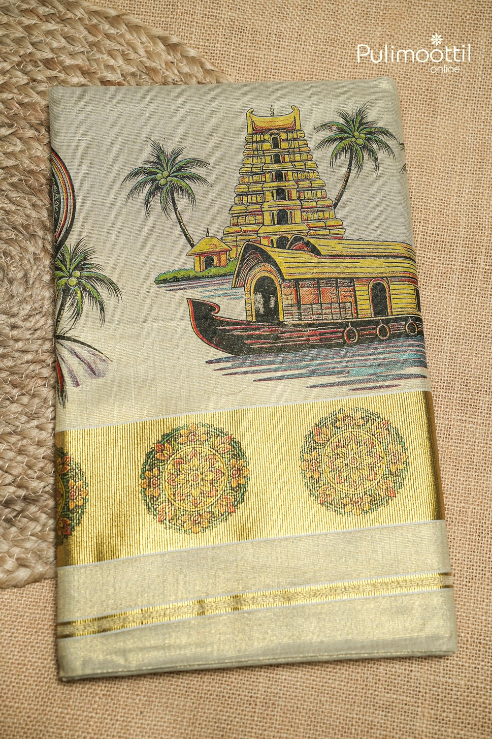 Kerala Traditional Golden Tissue Set Saree