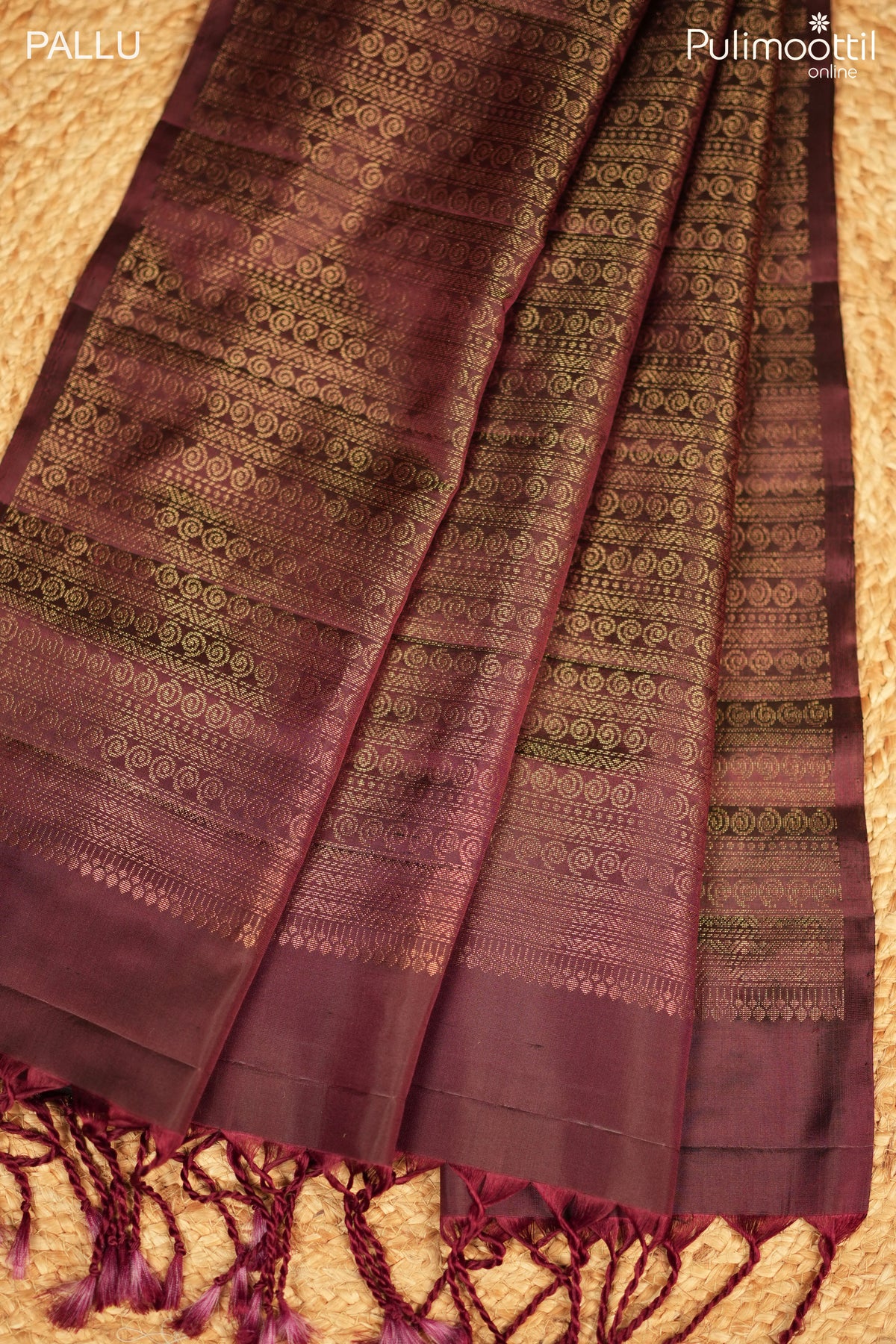 Deep Maroon Color Kanchipuram Soft Silk Saree