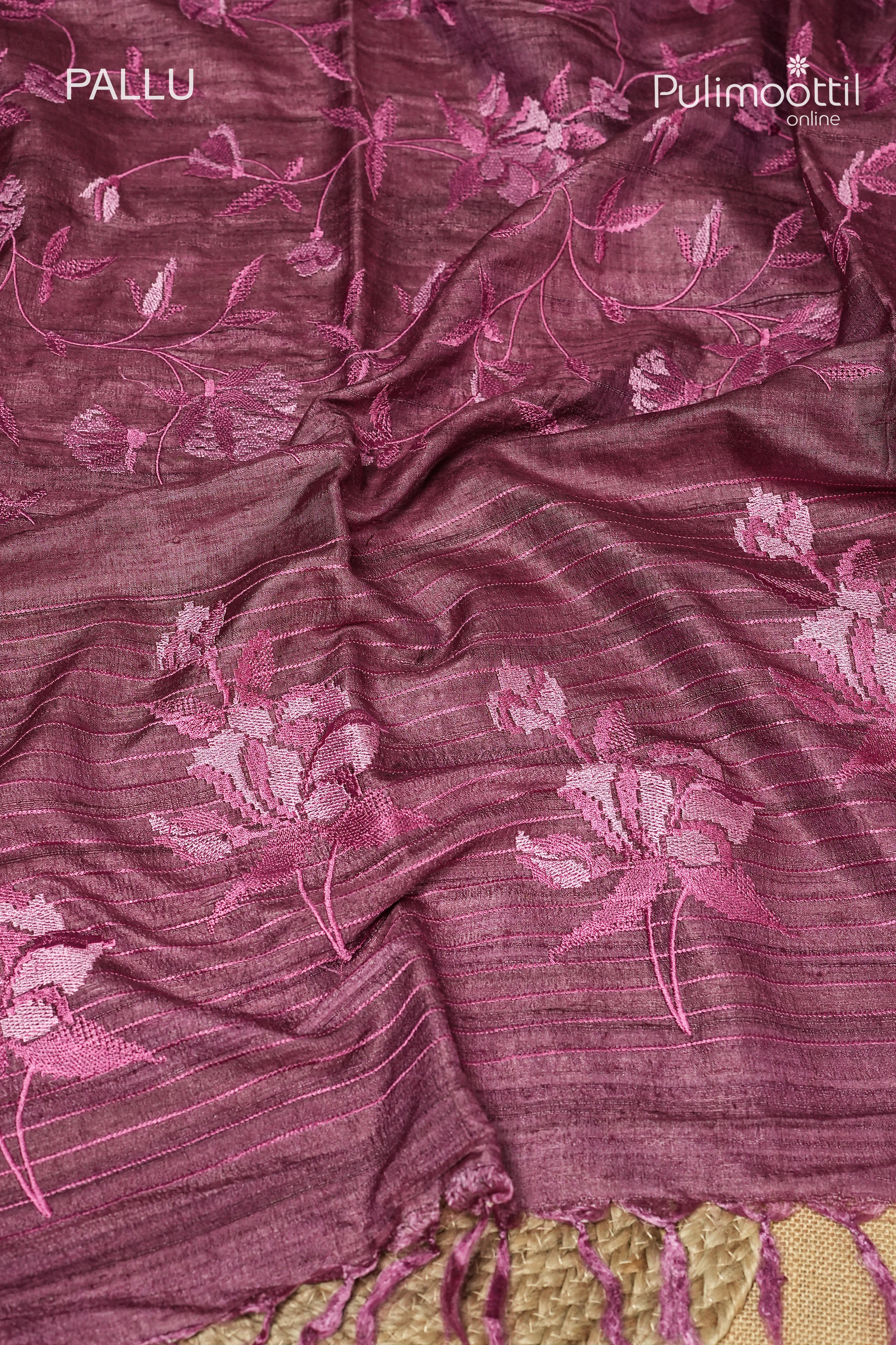 Onion Pink Colour Jute Silk Saree