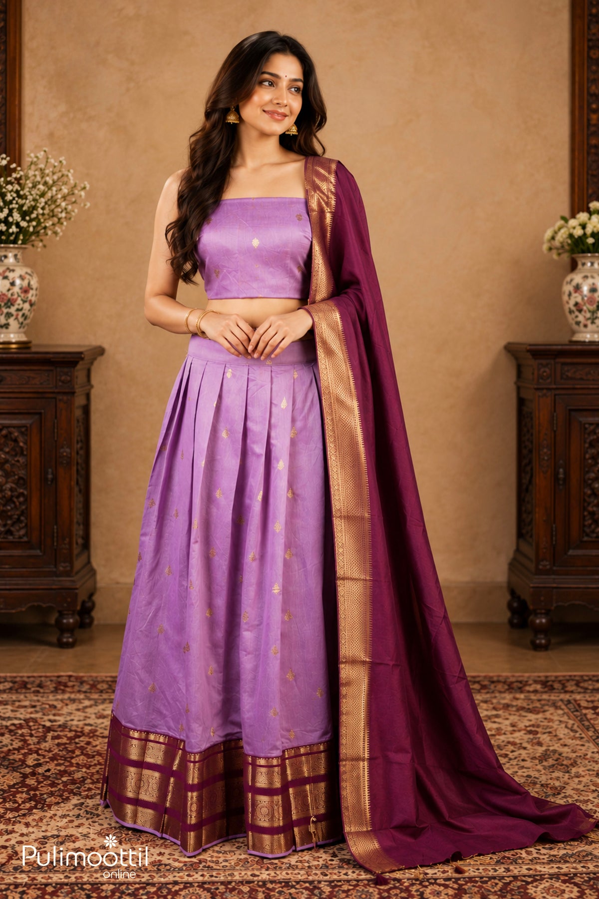 Lavender Color Ready-to-Stitch Dhavani Set