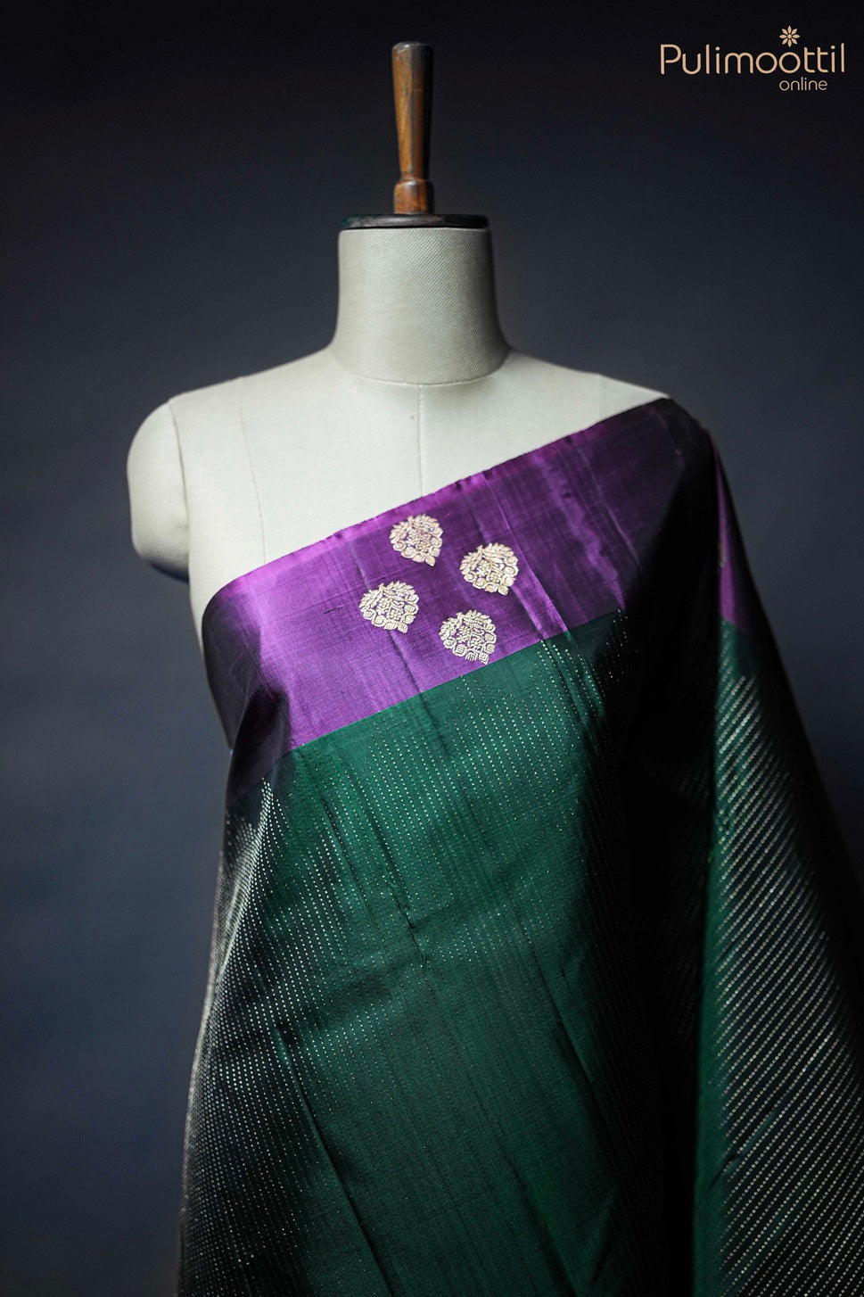 Bottle Green Colour Kanchipuram Designer Saree