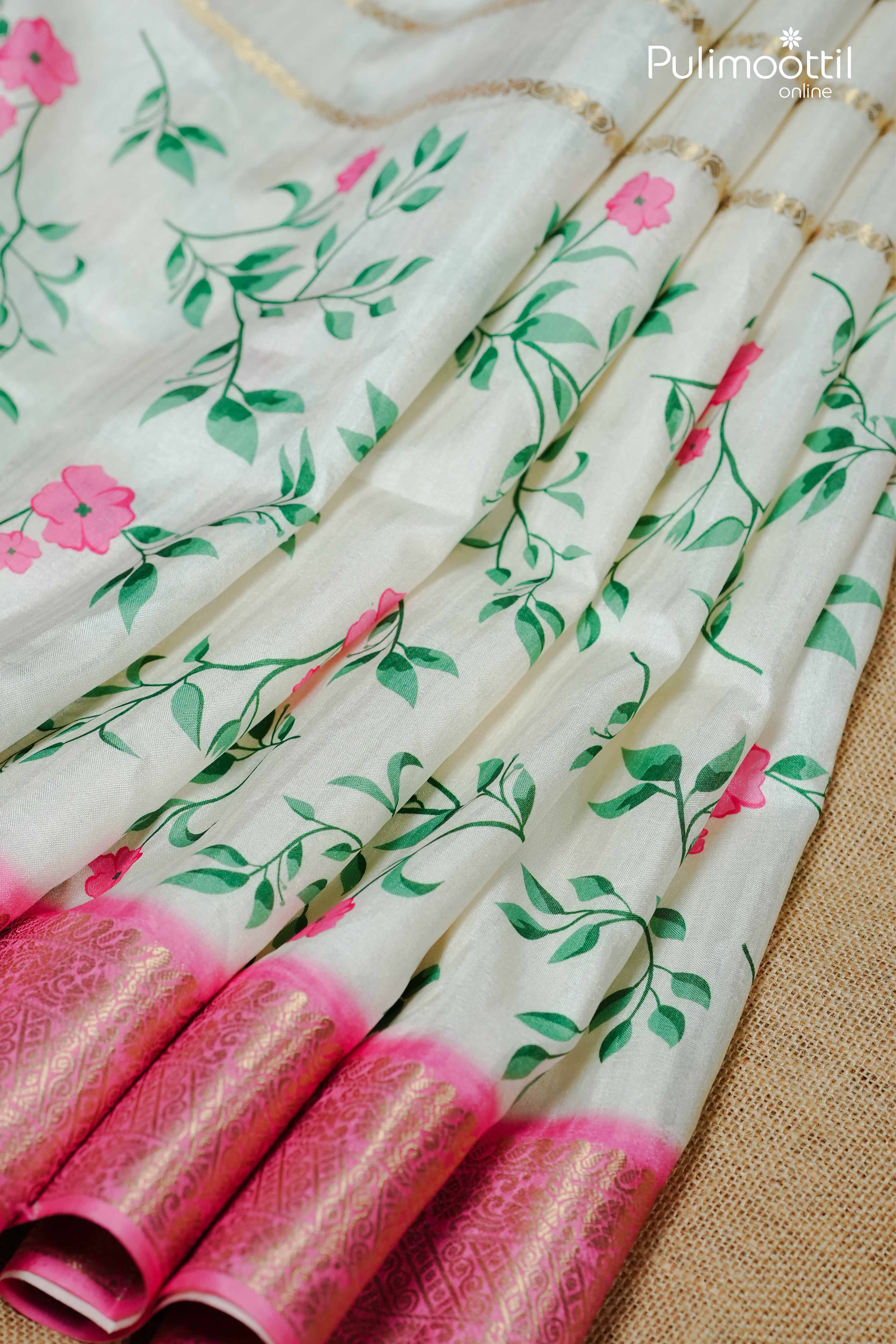 Off White Colour Semi Tussar Silk Saree.