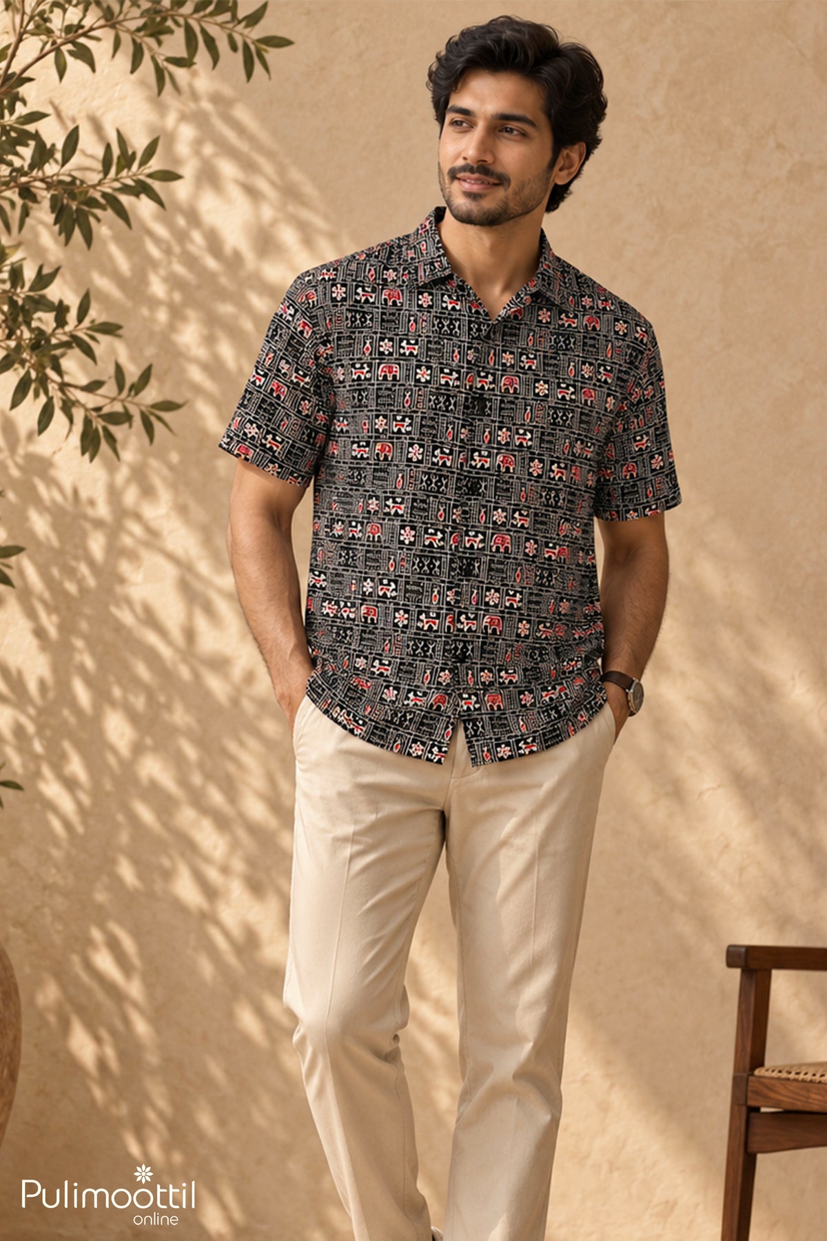 Black Color Half Sleeve Mens Shirt